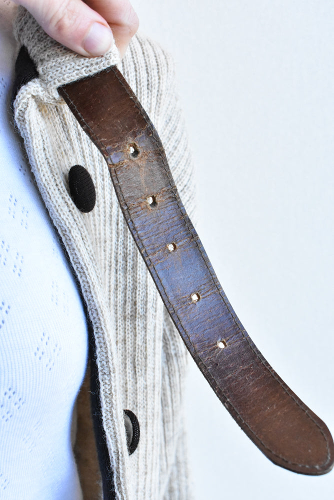 Cream belt-necked cardigan