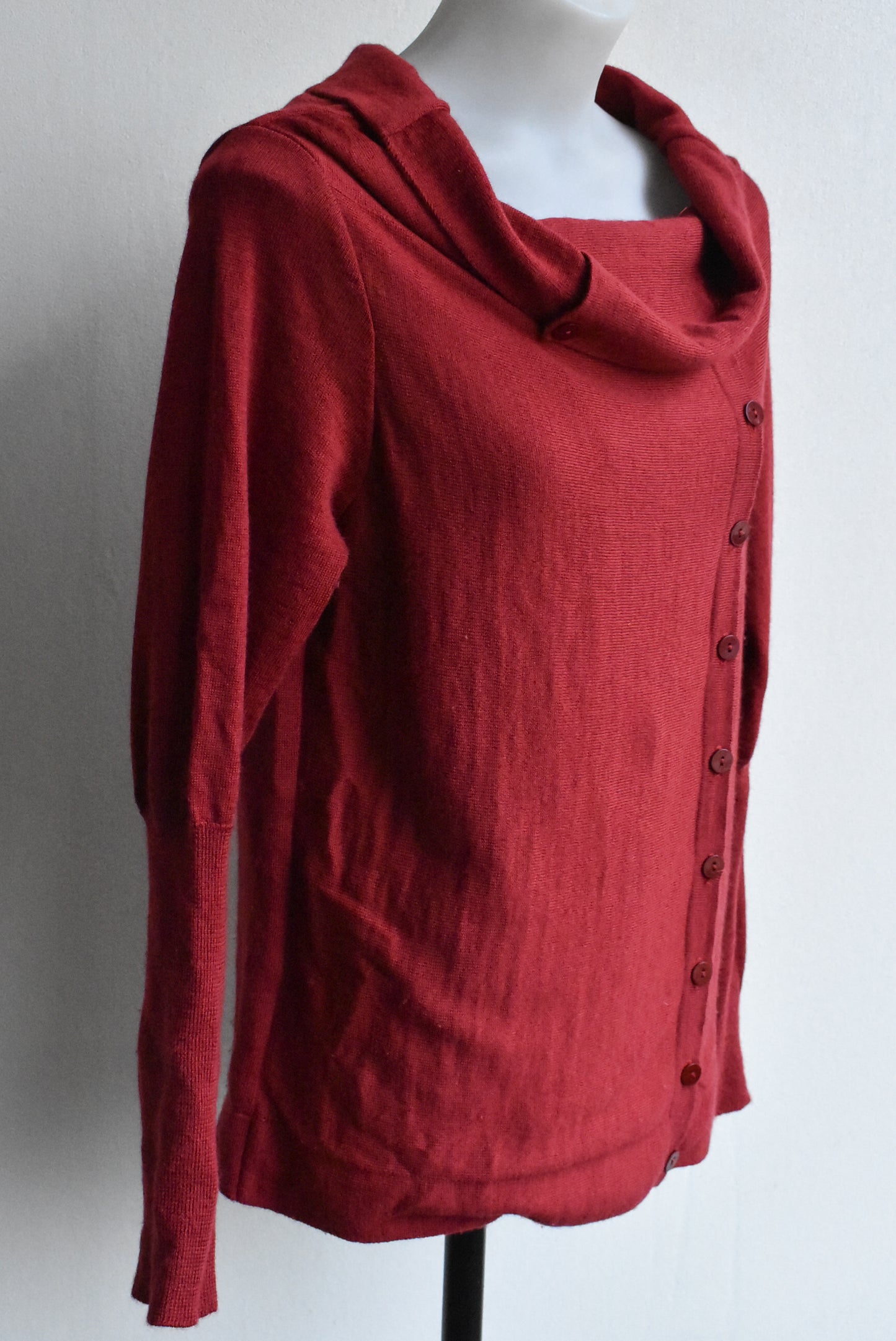 Felicity wine red off shoulder wool top, size S