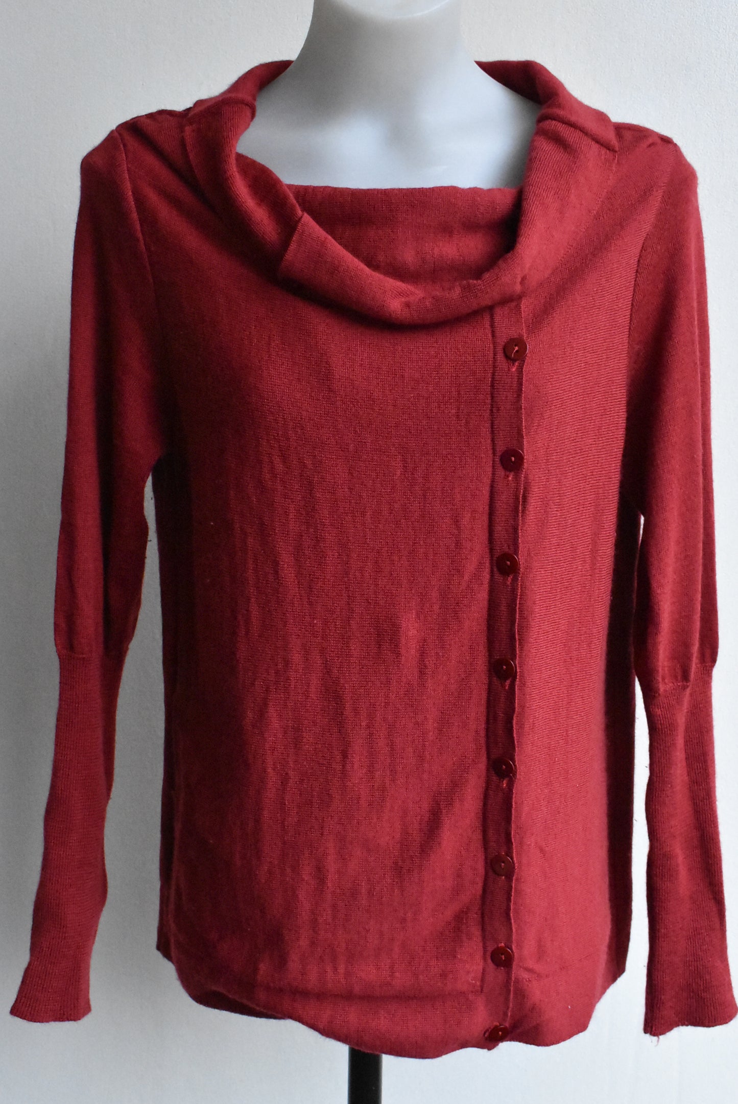Felicity wine red off shoulder wool top, size S