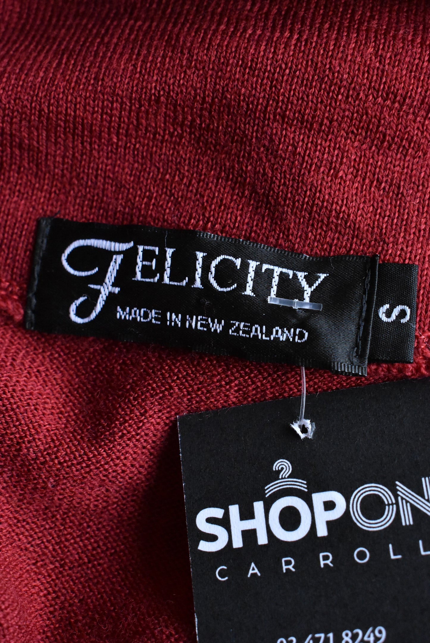 Felicity wine red off shoulder wool top, size S