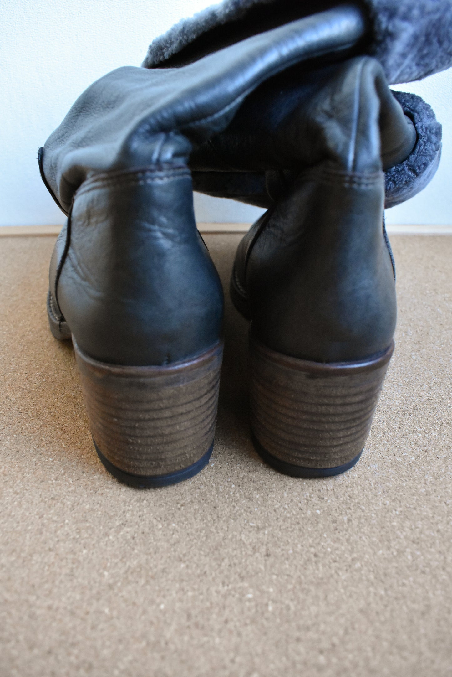 Marco Ferretti black fur-trimmed tall boots, size 37