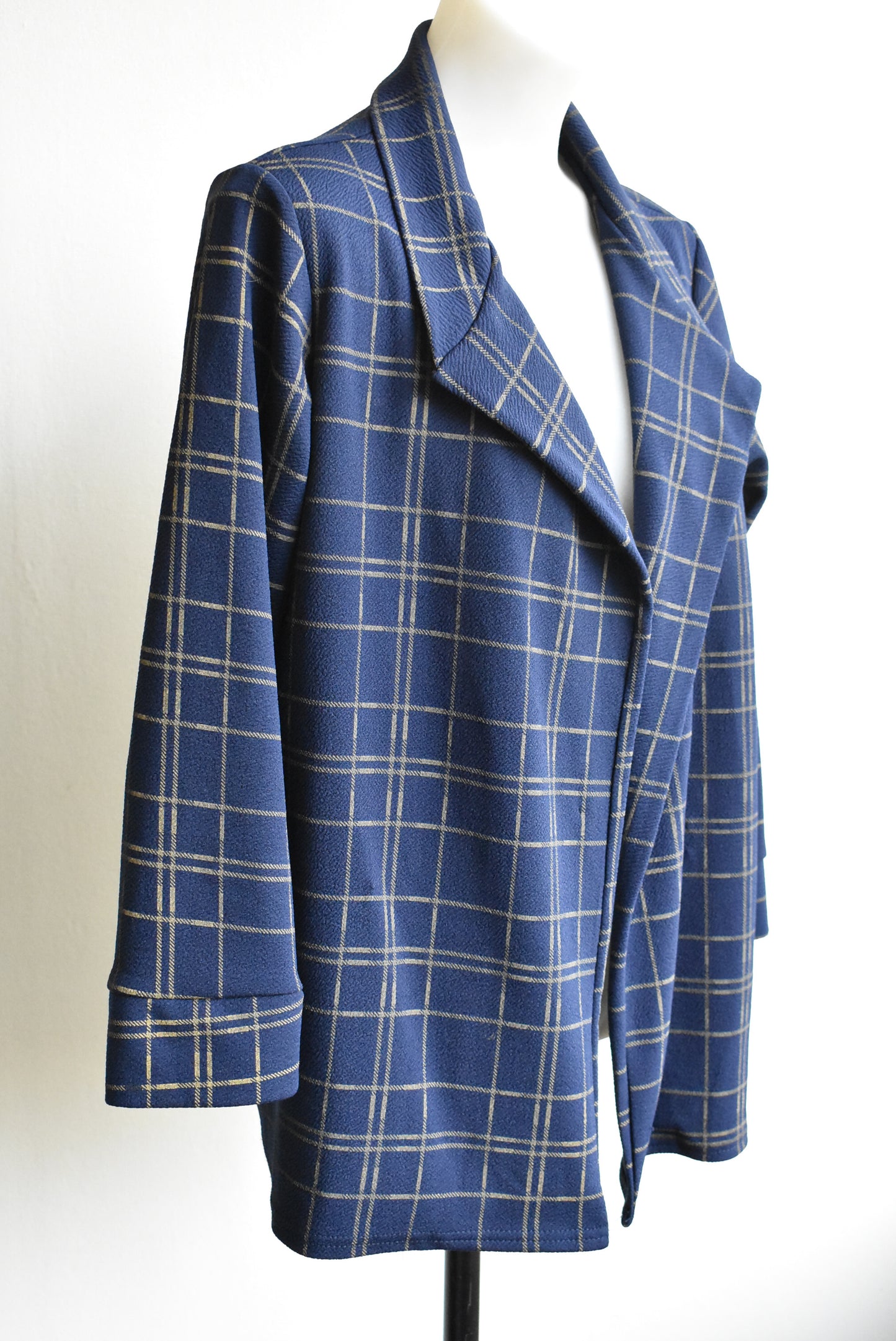 Boohoo navy top with a checkered pattern, size 12