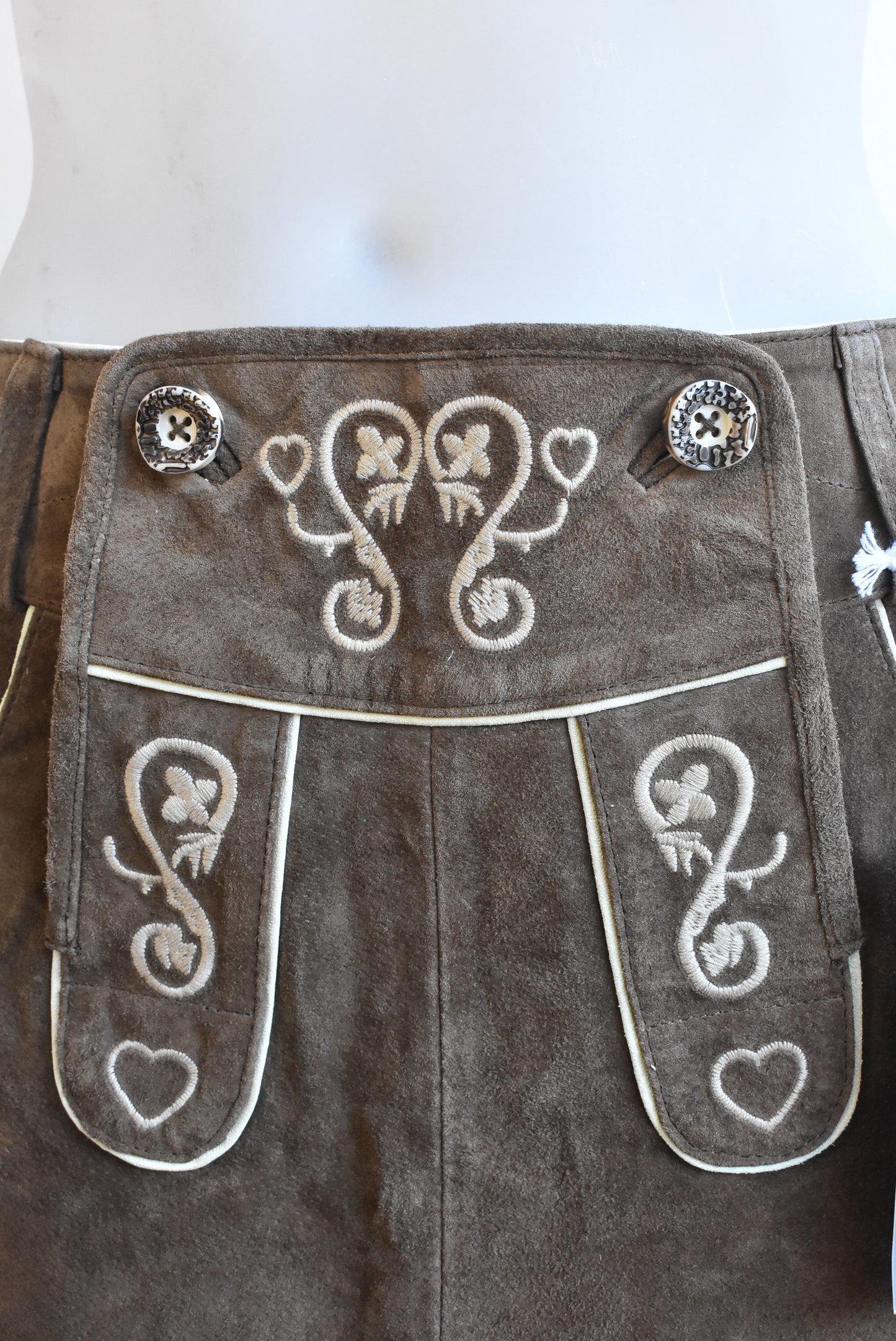 Women genuine leather suede brown skirt, size 8-10
