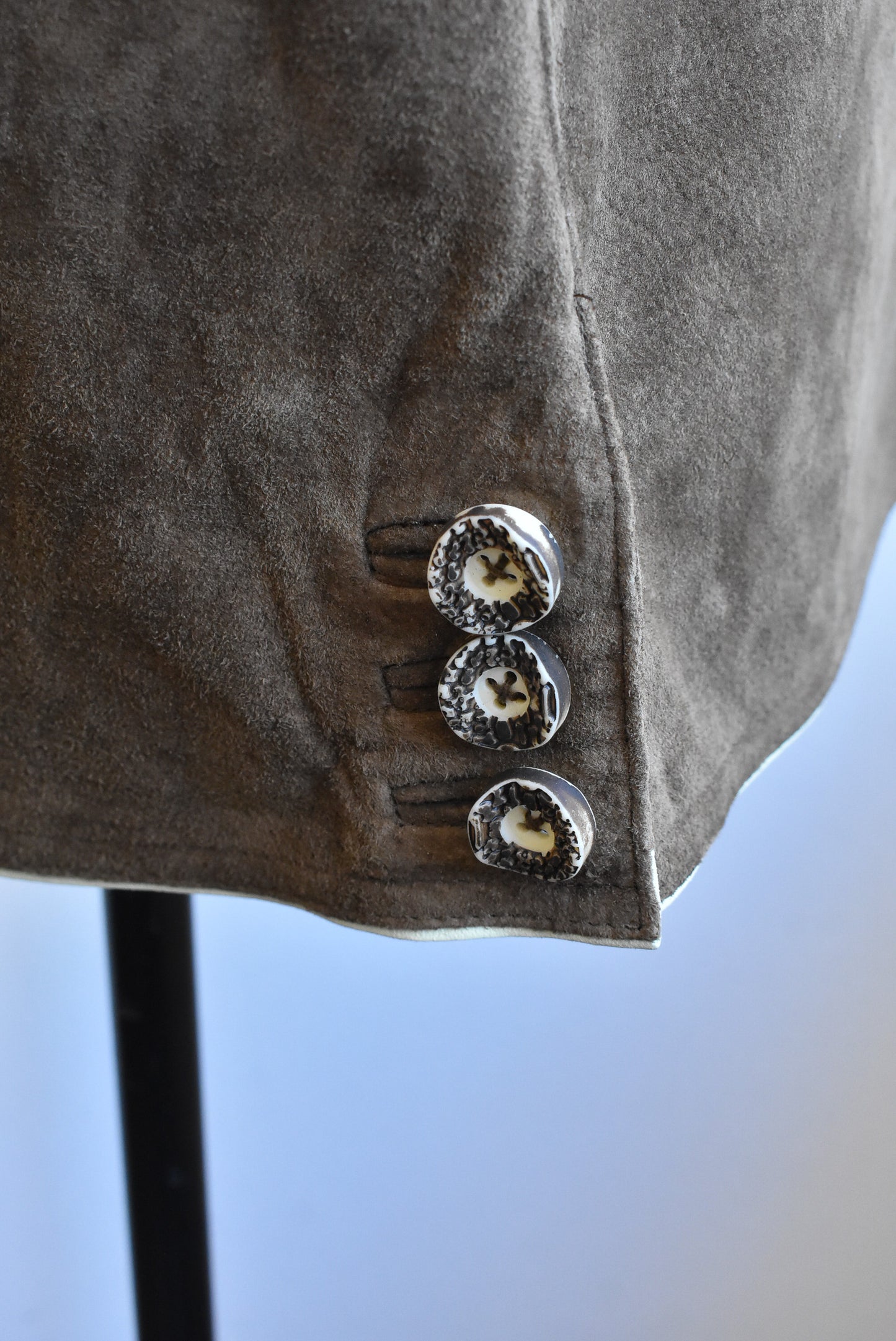 Women genuine leather suede brown skirt, size 8-10
