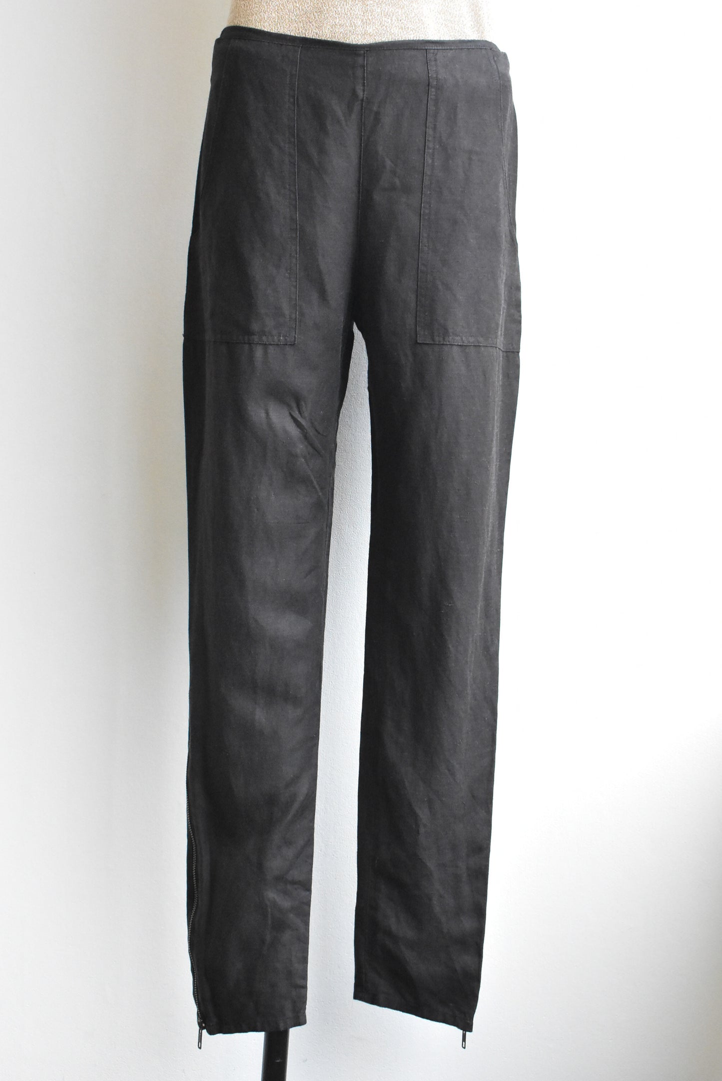 Turet Knuefermann linen-blend black trousers, size M