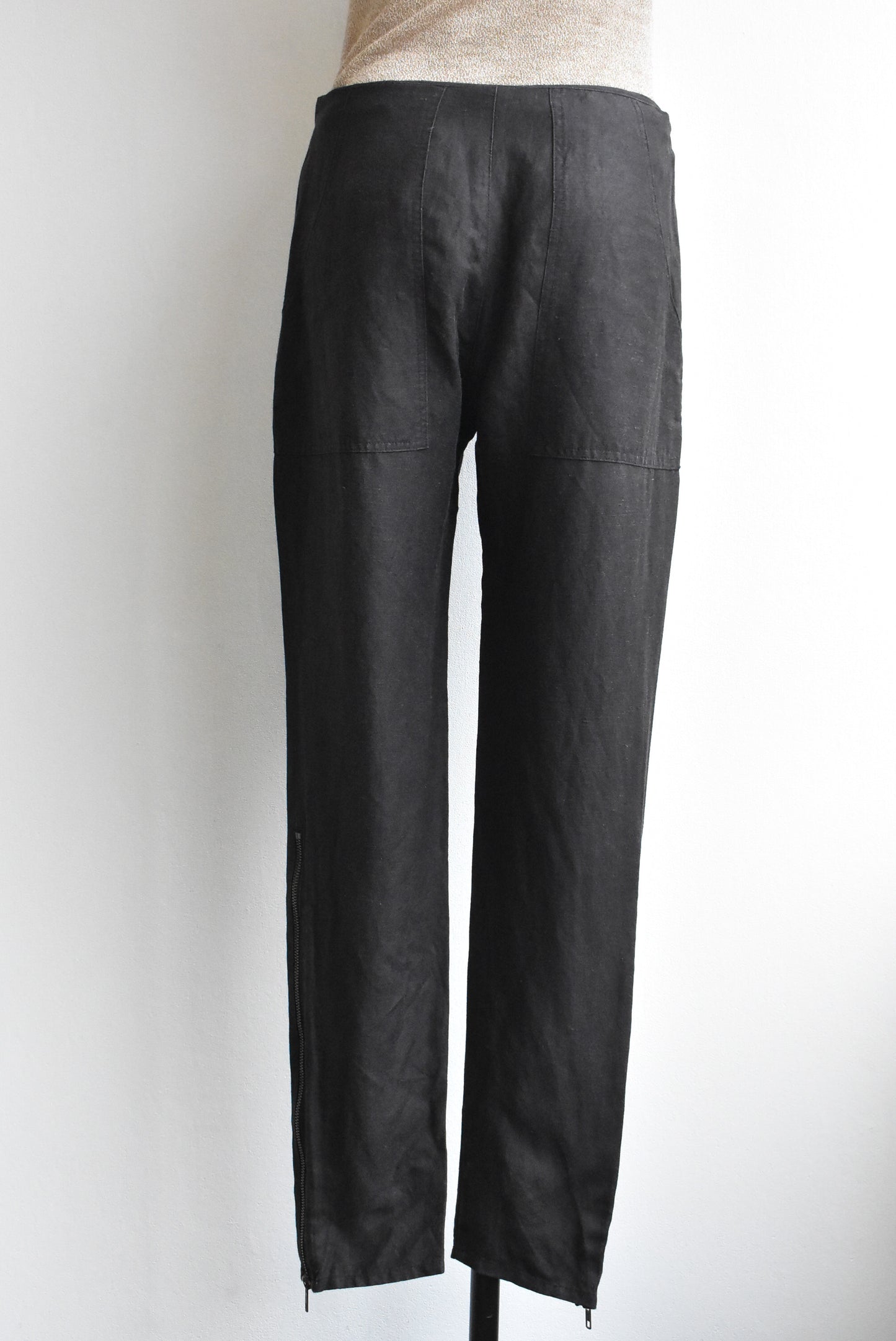 Turet Knuefermann linen-blend black trousers, size M