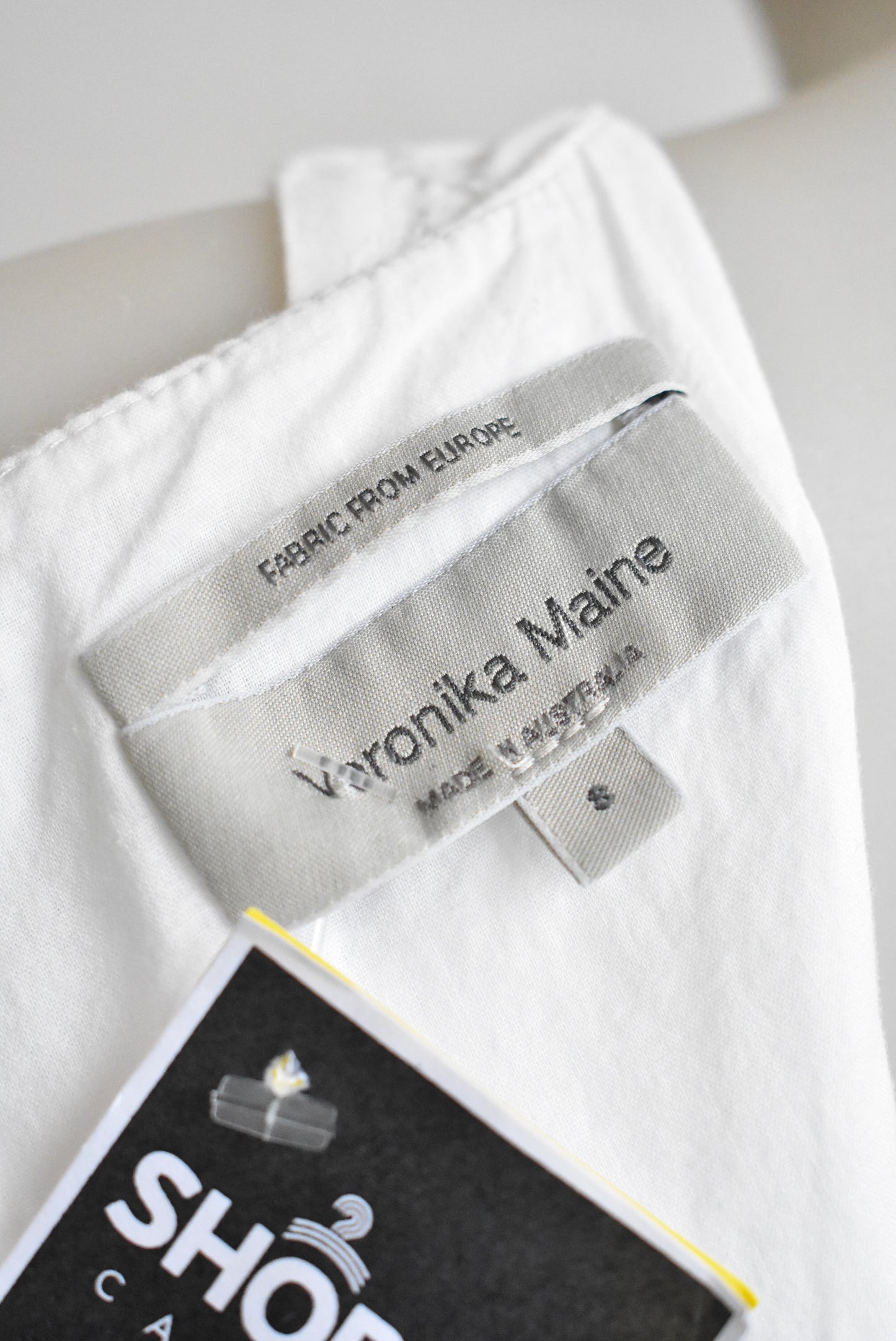 Veronika Maine embroidered white dress with pockets, size 8