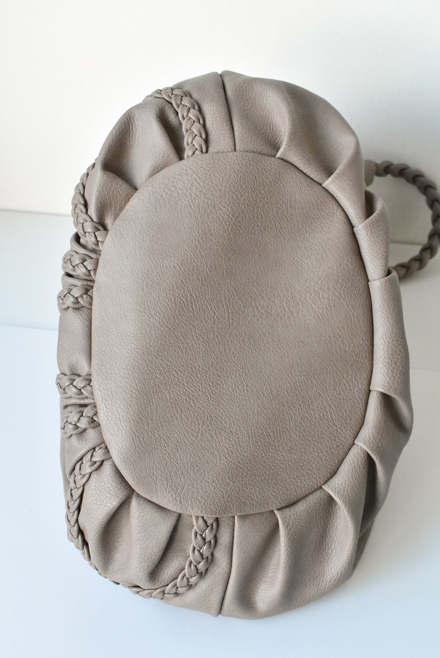 Marikai light faux-leather handbag with braids
