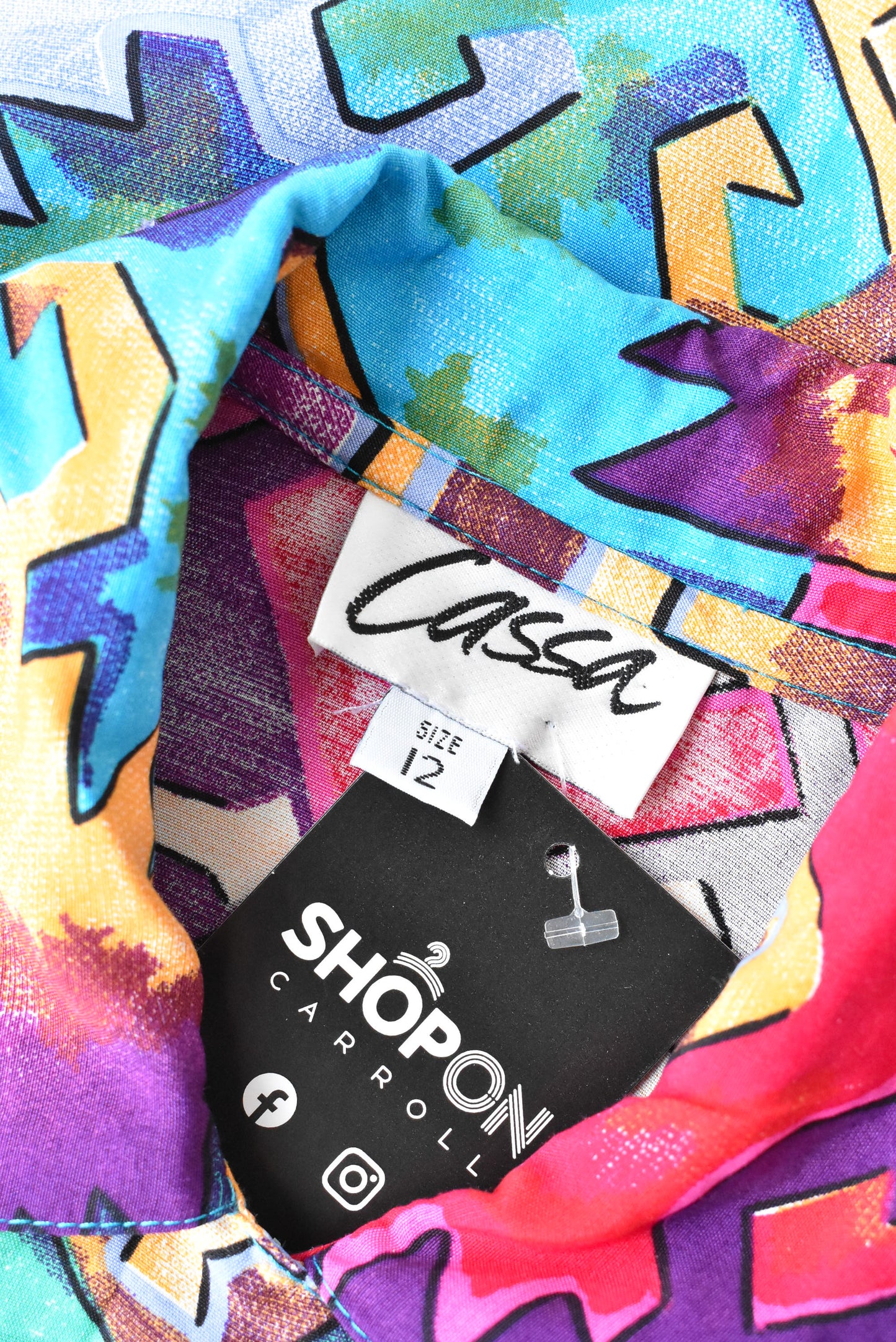 Cassa retro brightly patterned shirt, size 12