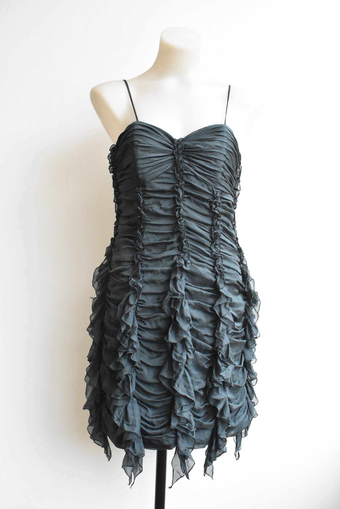 Marc Jacobs ruched and ruffled deep sea green mini dress, 2
