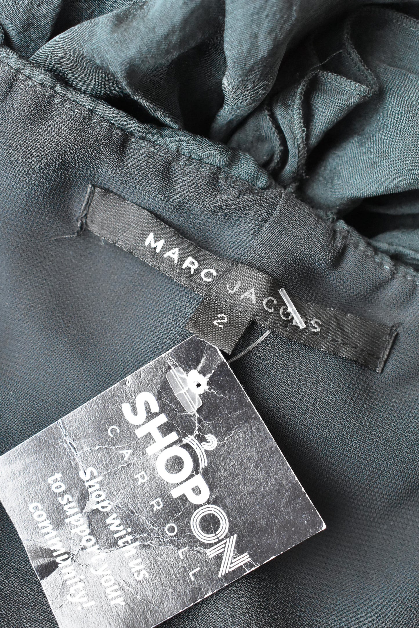 Marc Jacobs ruched and ruffled deep sea green mini dress, 2