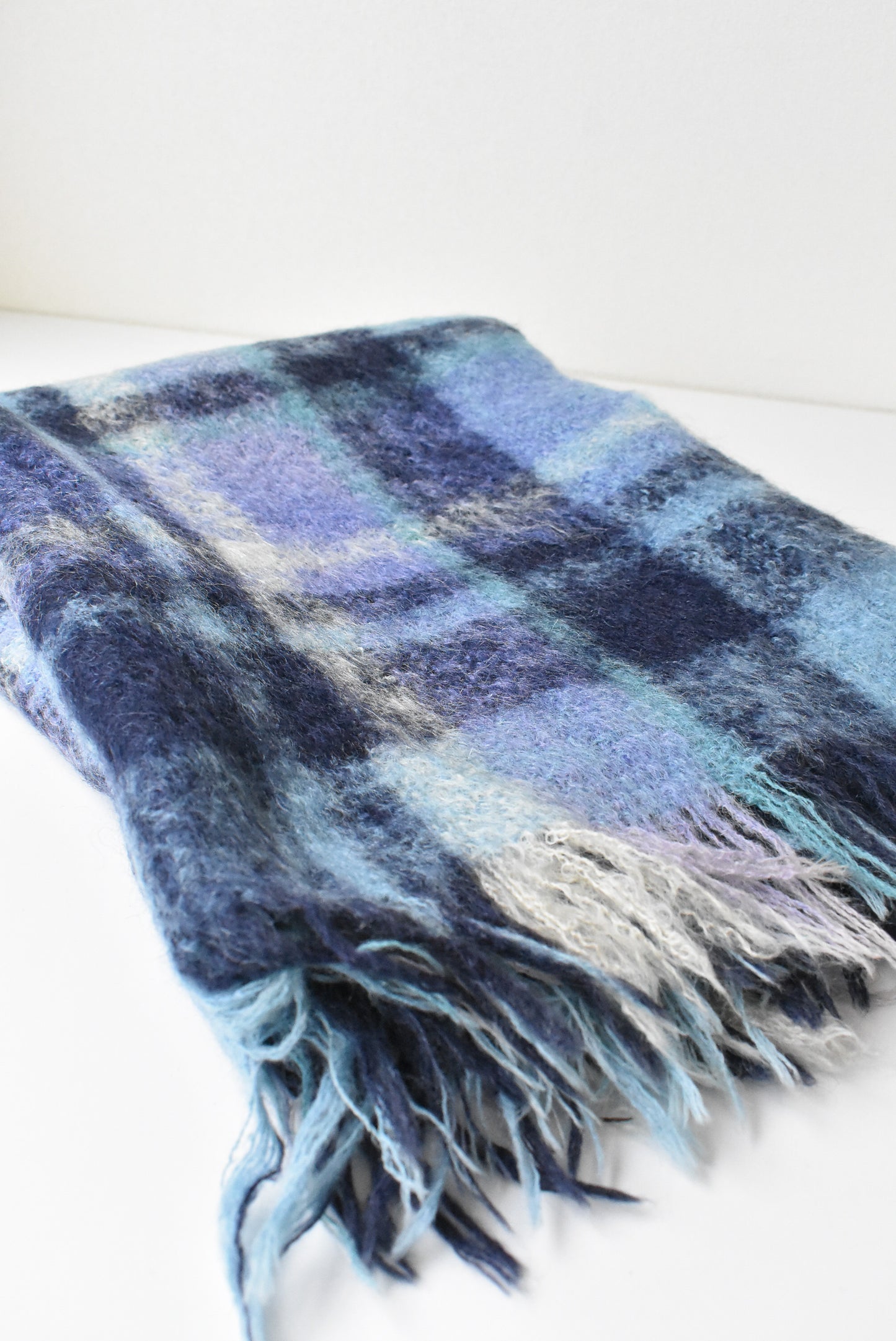Glentana mohair & wool tartan throw
