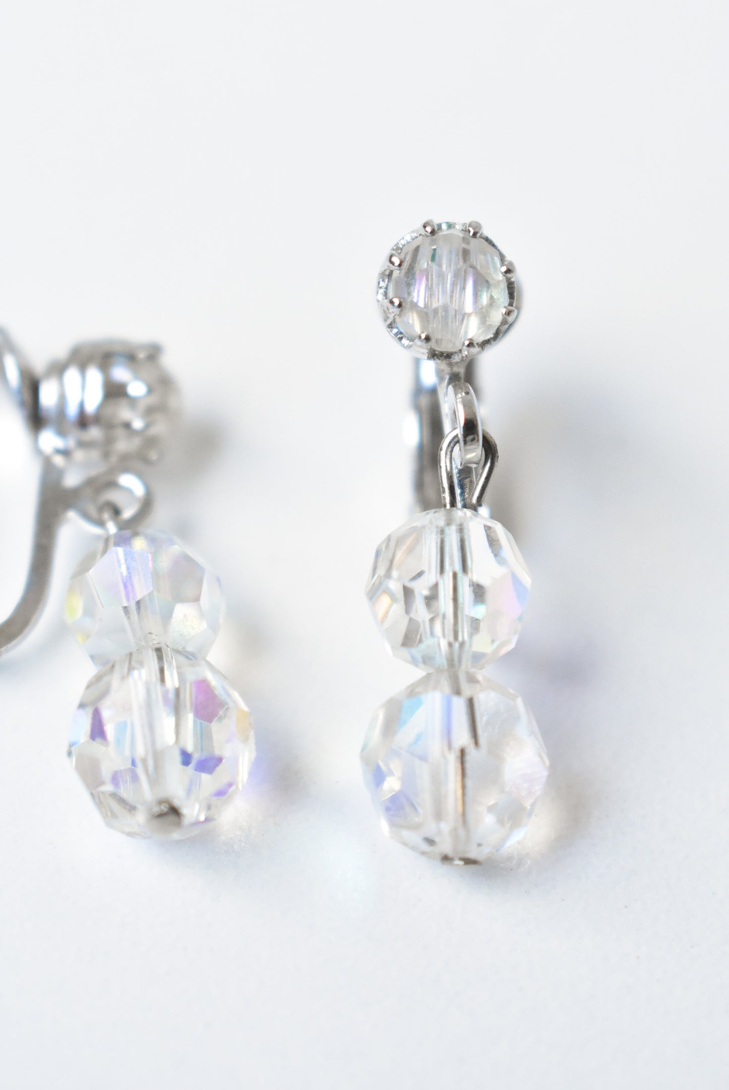 Retro clip on dangly glass bead earrings
