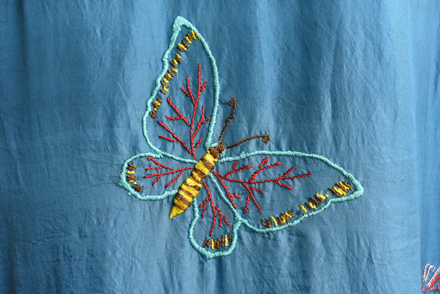 Vintage silk embroidered blue robe
