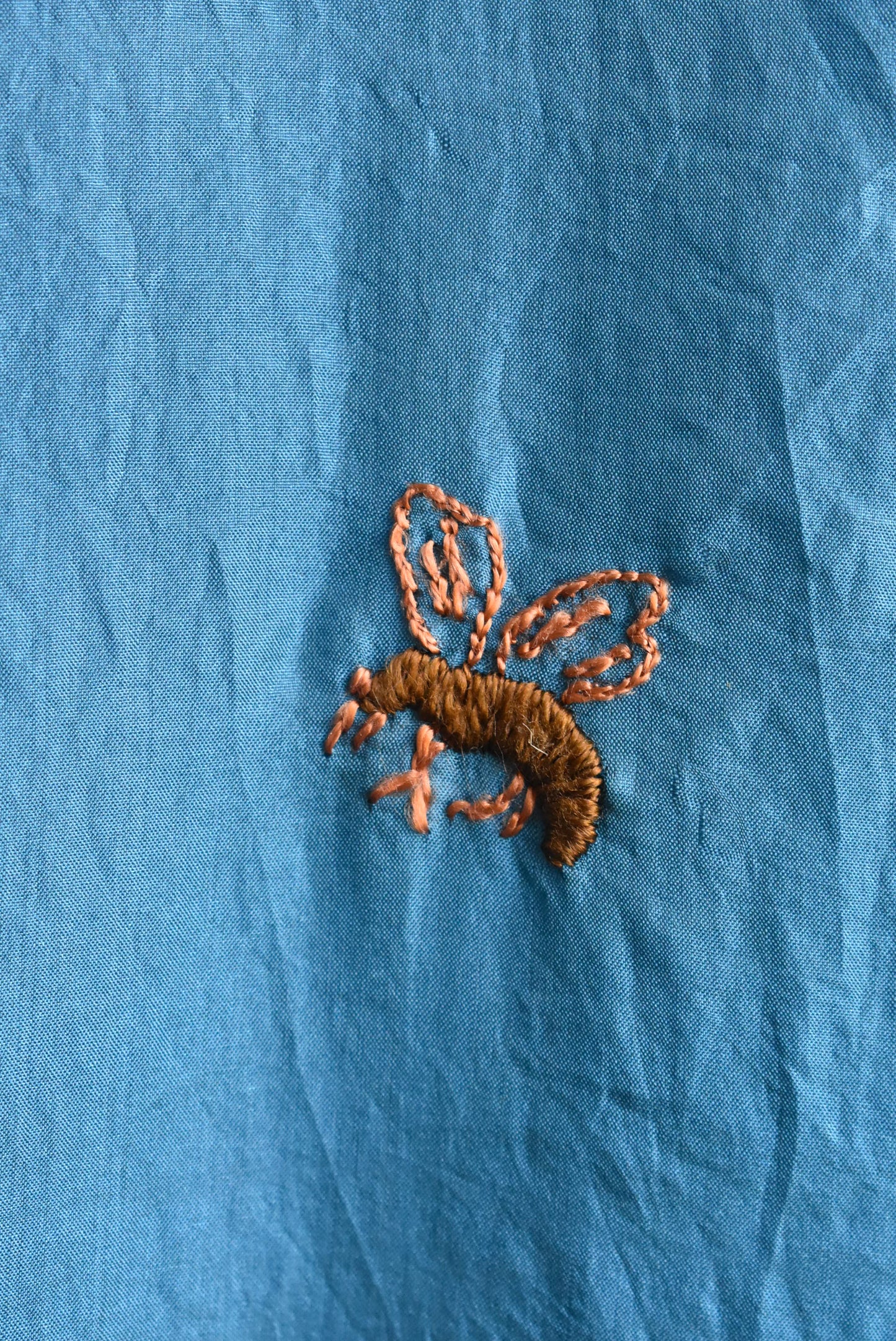 Vintage silk embroidered blue robe
