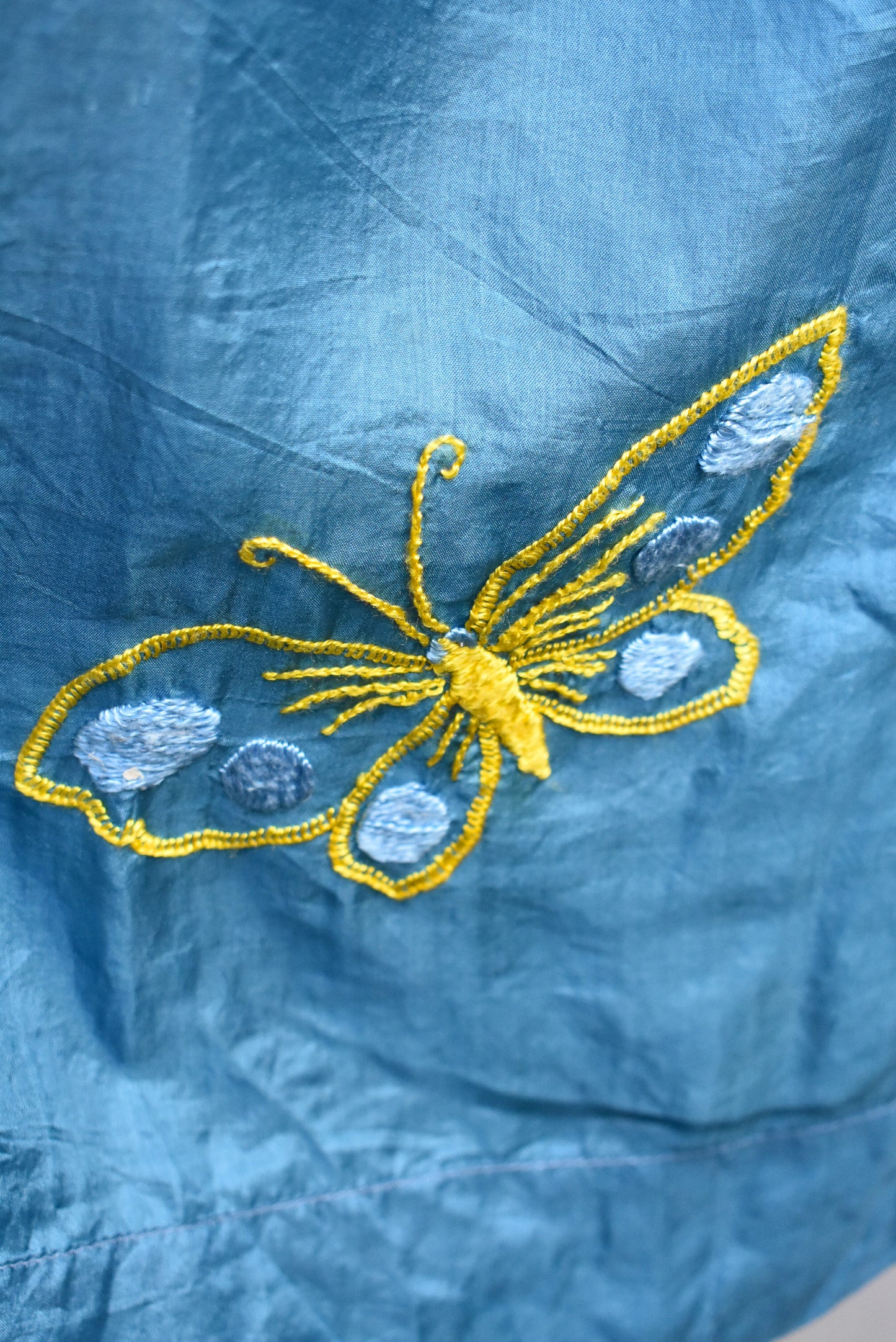 Vintage silk embroidered blue robe