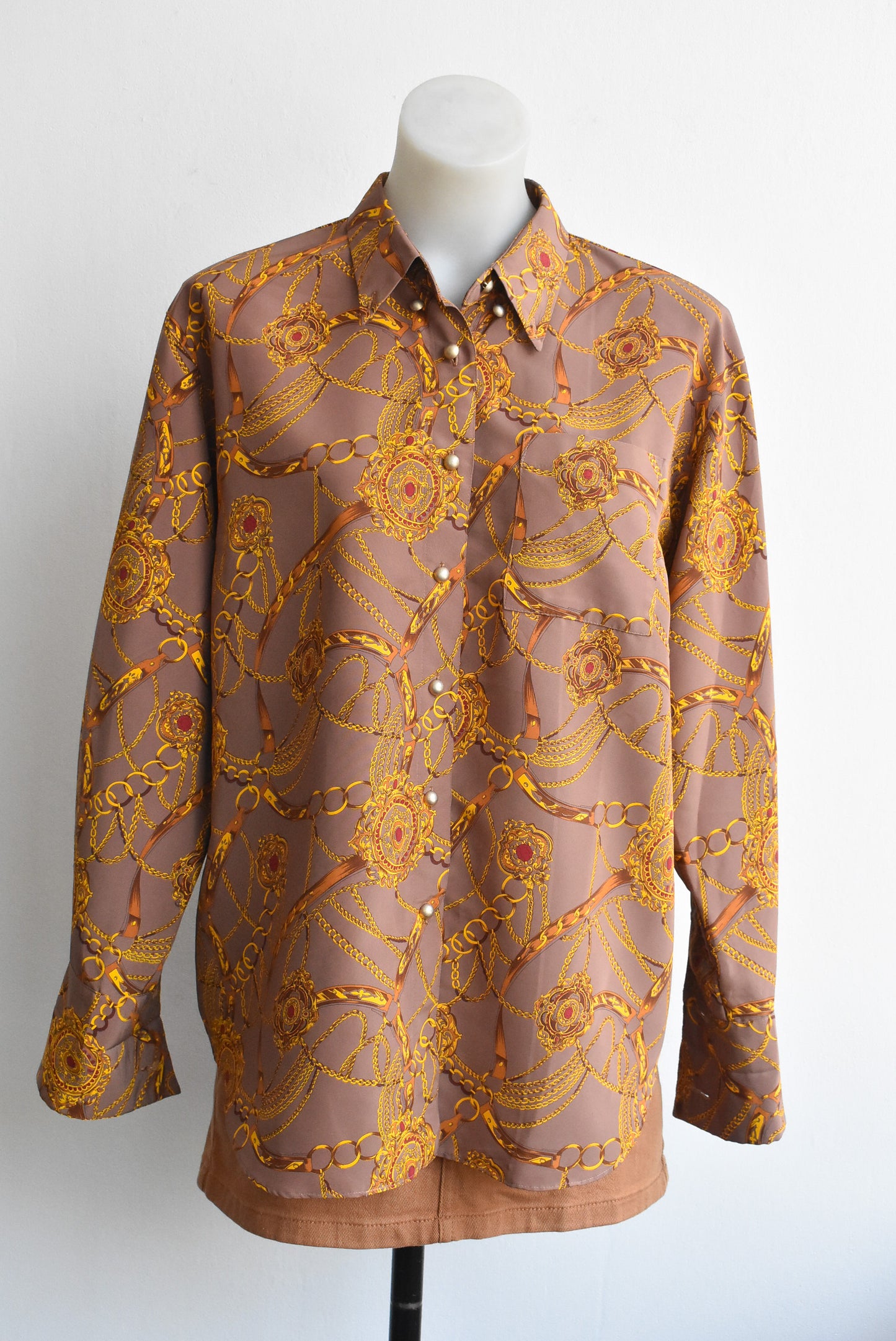 Bridle pattern retro style top, L