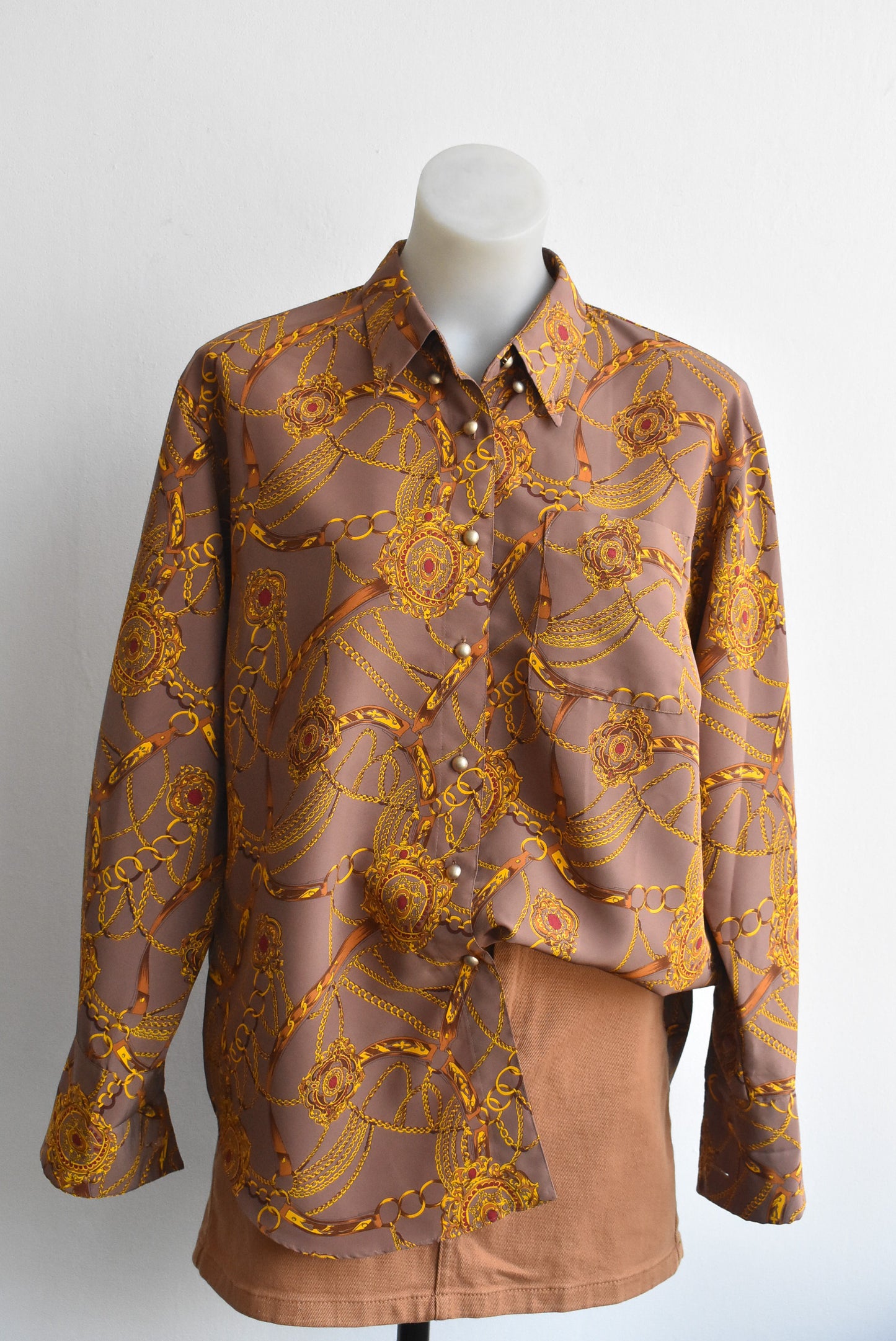 Bridle pattern retro style top, L