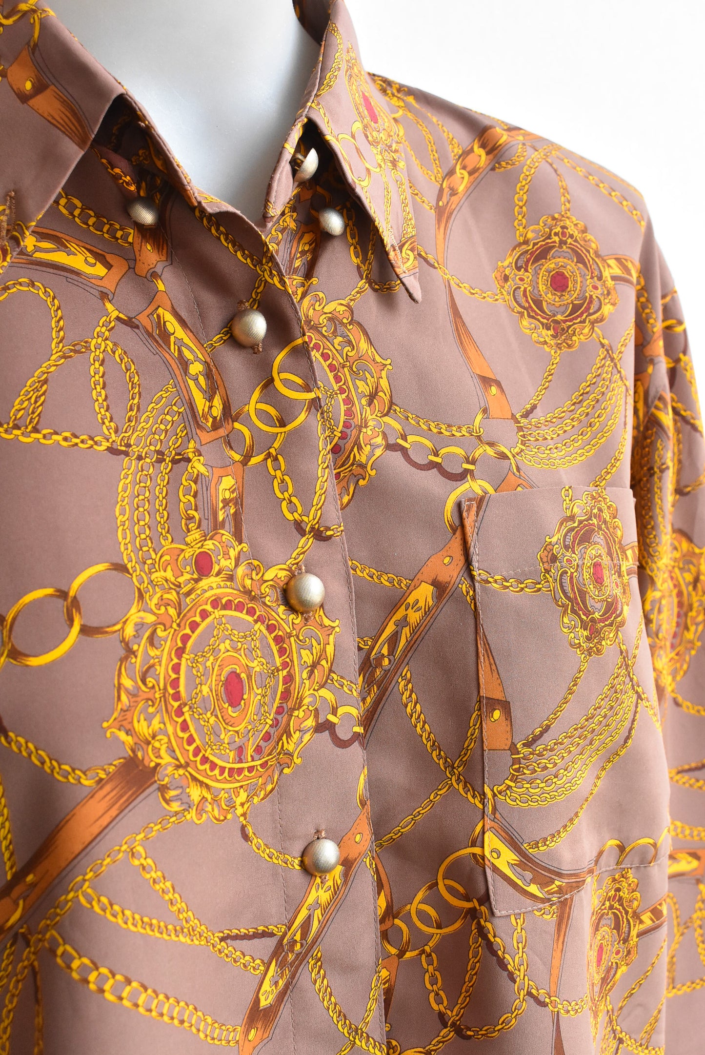 Bridle pattern retro style top, L