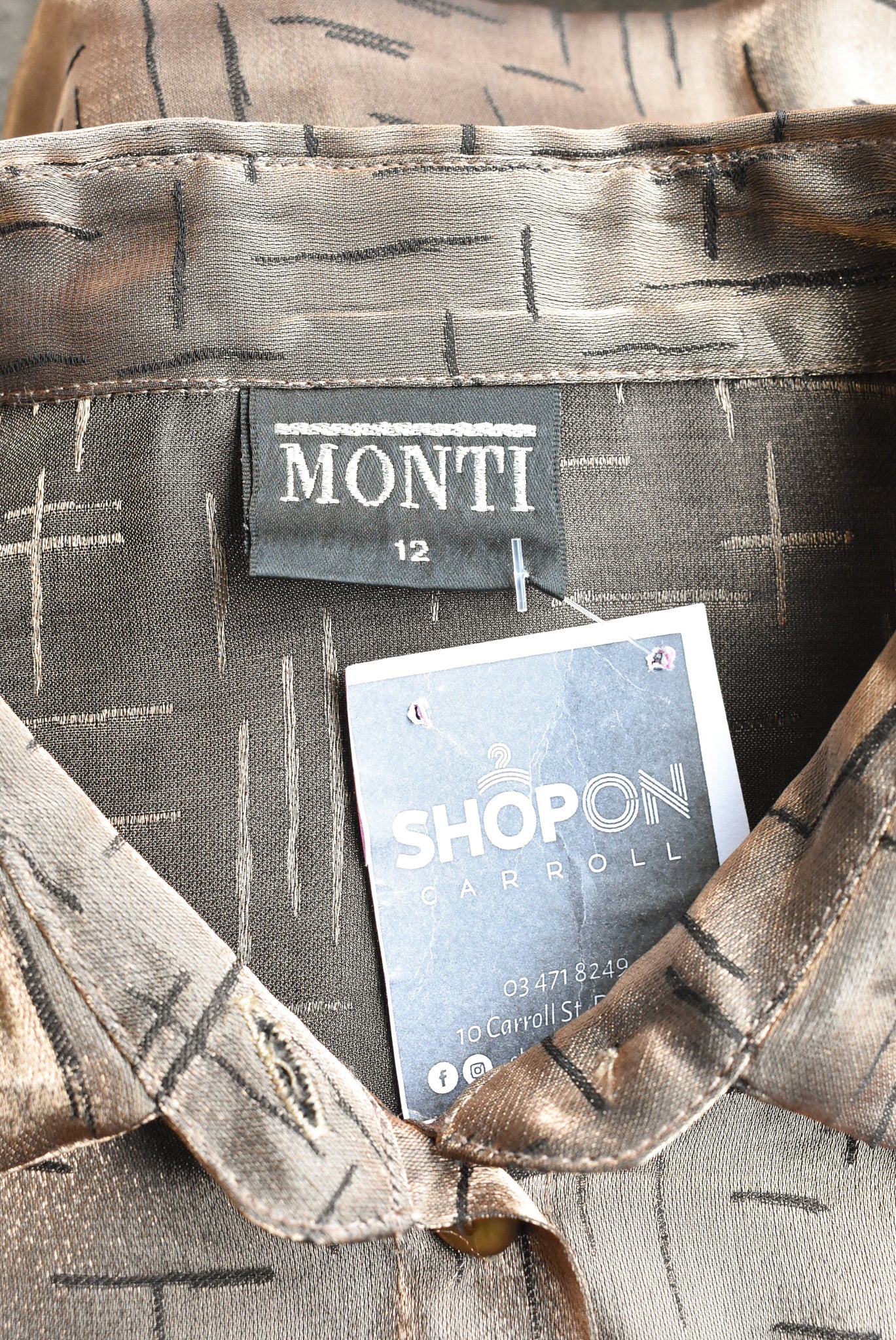 Monti sheer bronze shirt, size 12