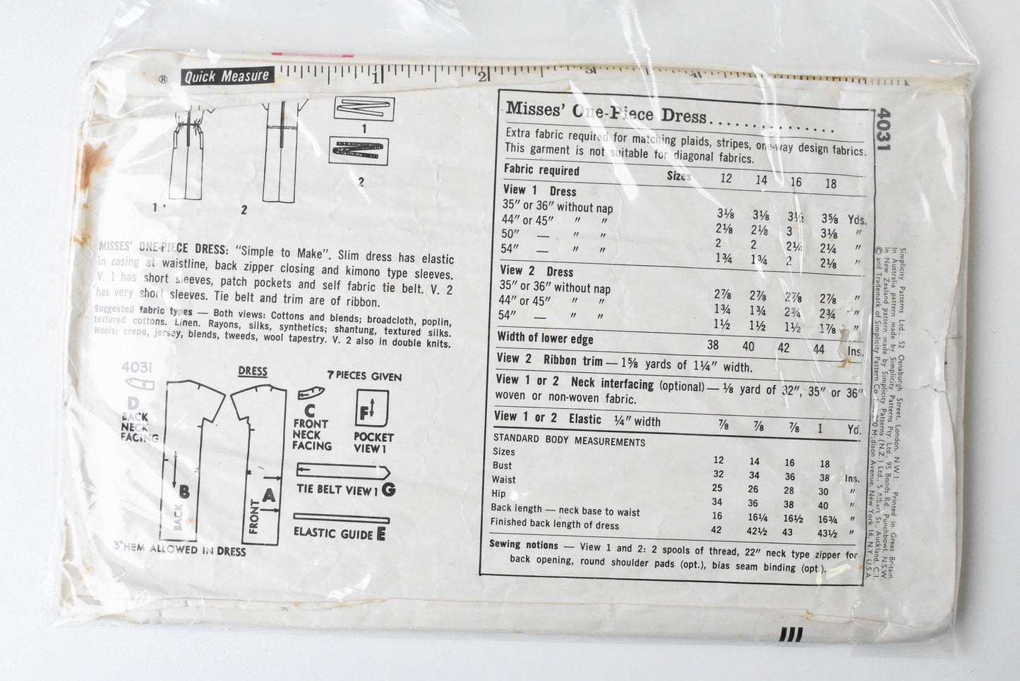 Vintage sewing patterns, a variety available