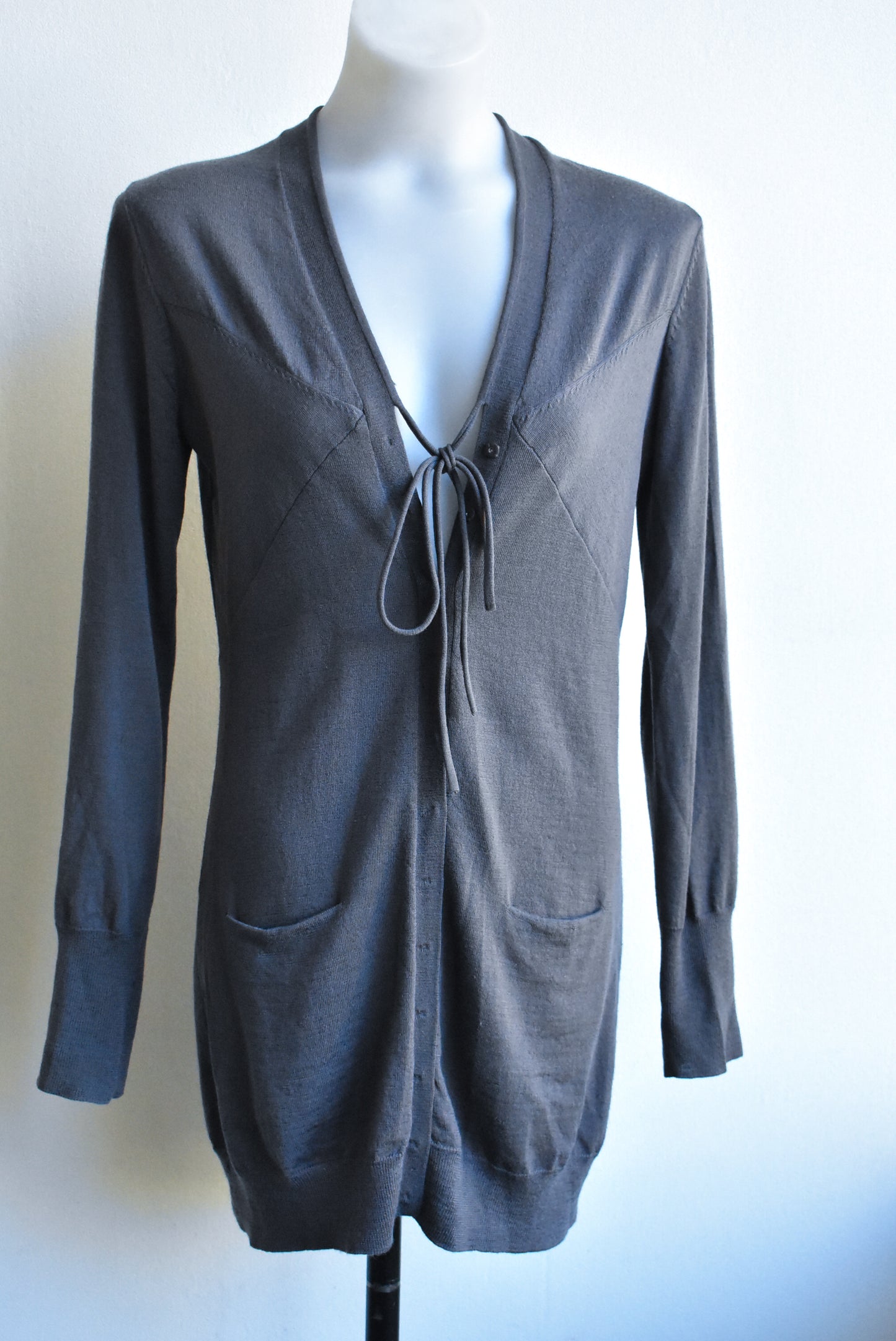 Richard Moore brown merino cardigan, size 8