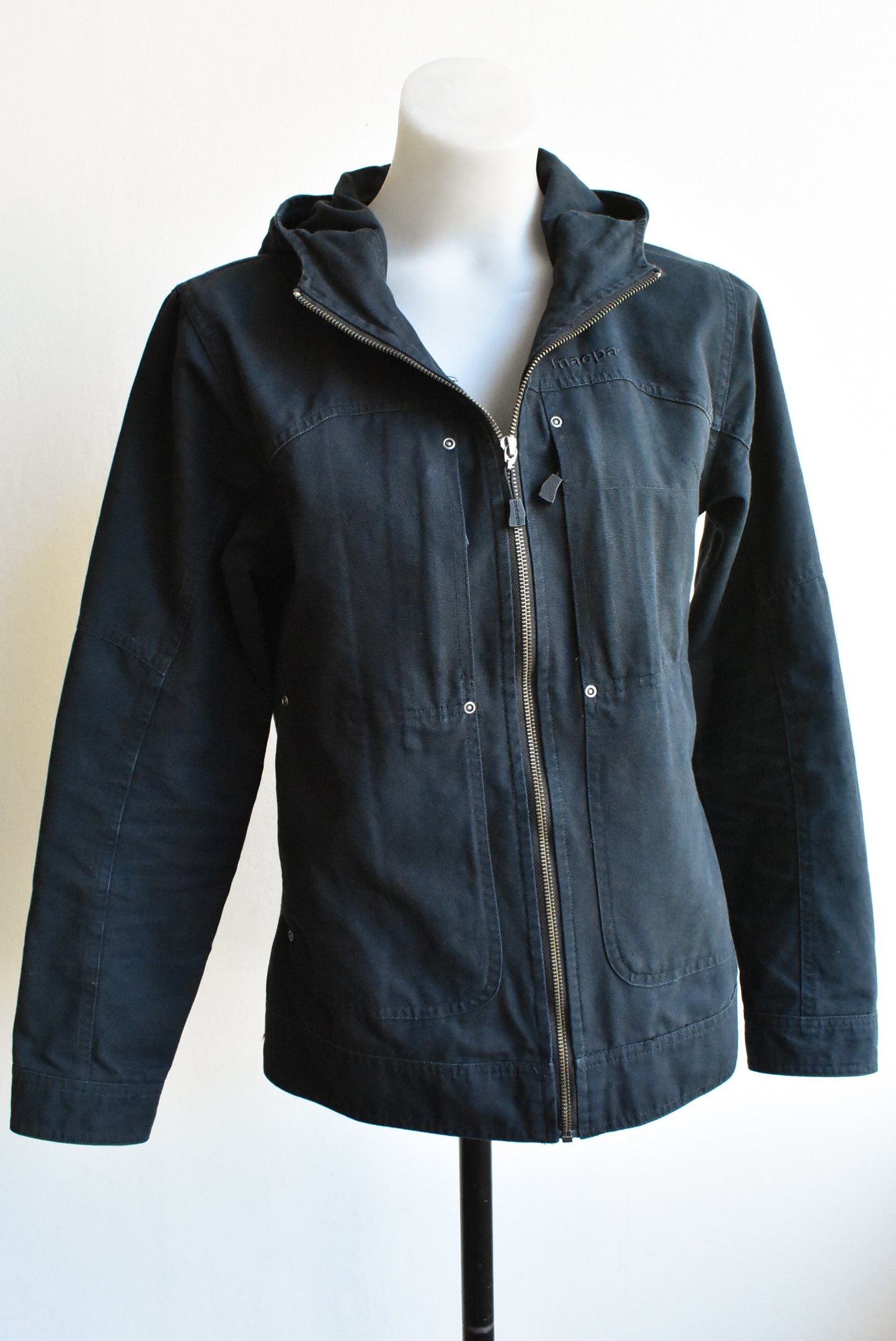 Macpac canvas jacket with hood, size 10