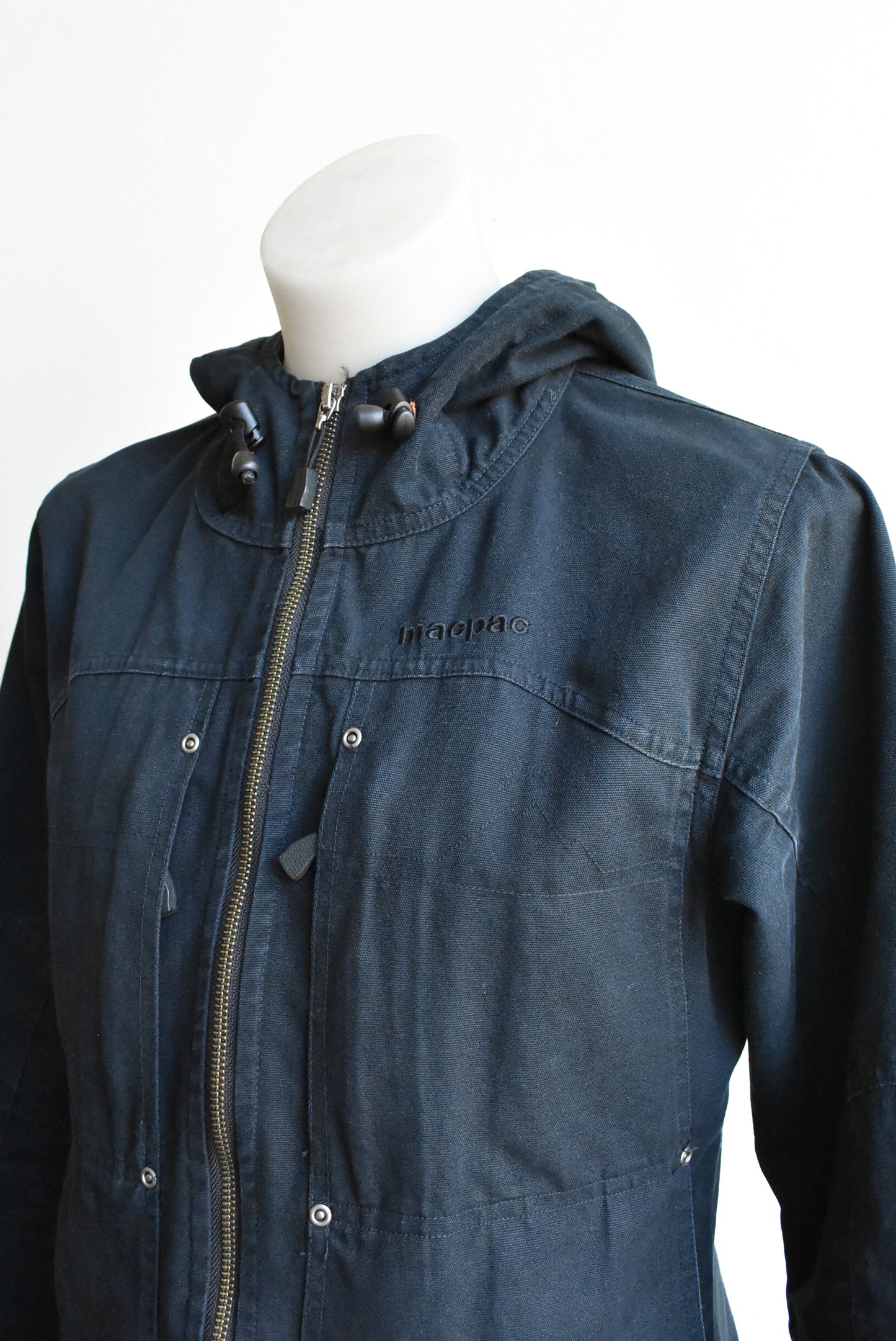 Macpac canvas jacket with hood, size 10