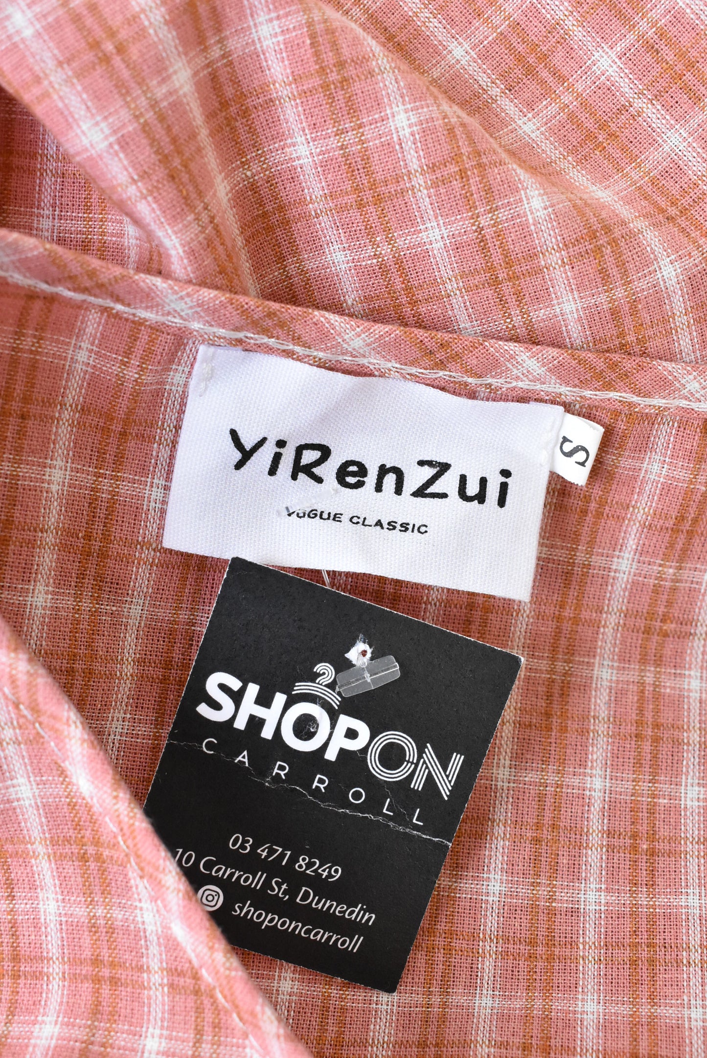 YiRenZui orange plaid dress, size XS