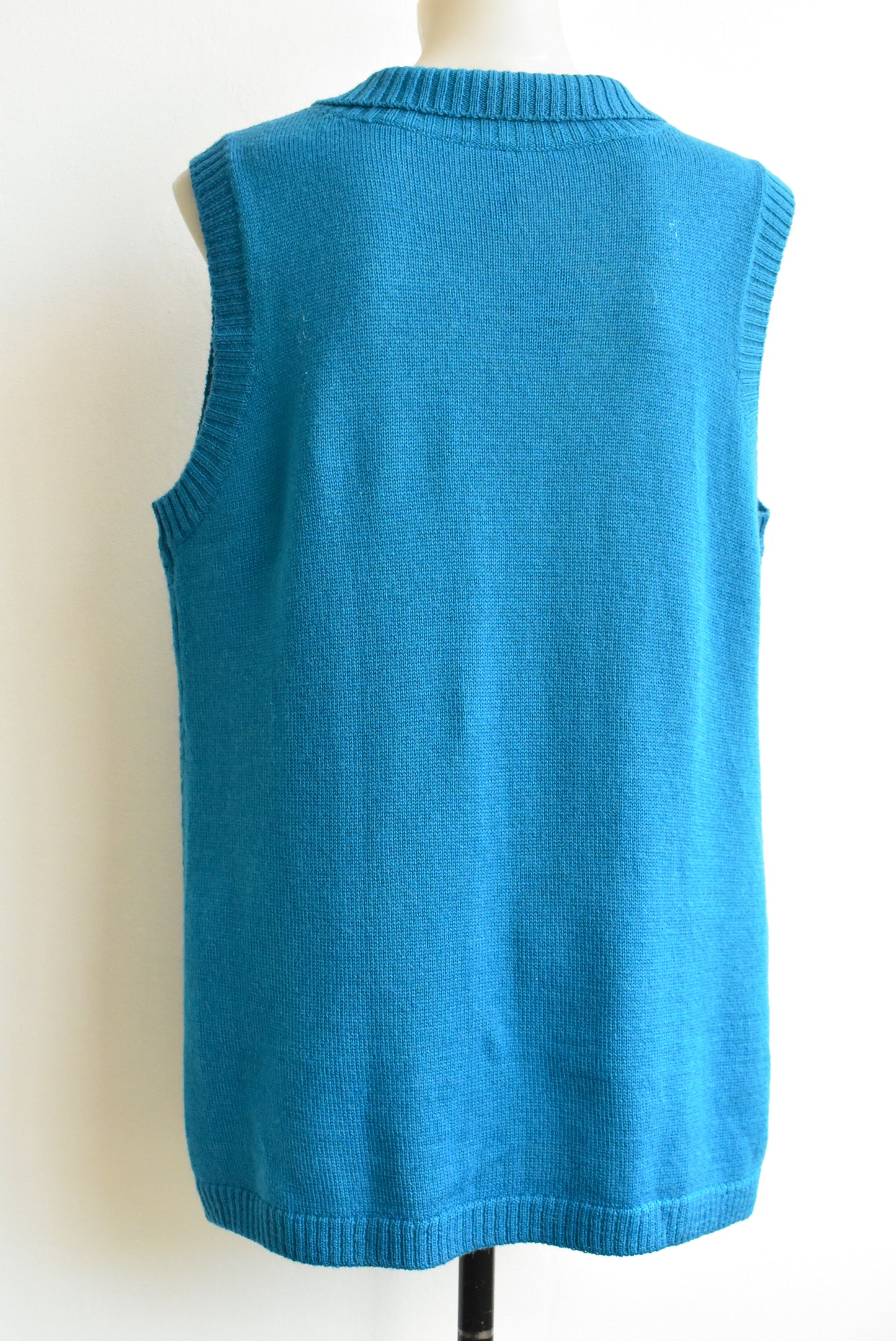 Twin Lakes wool long teal vest, size S/M
