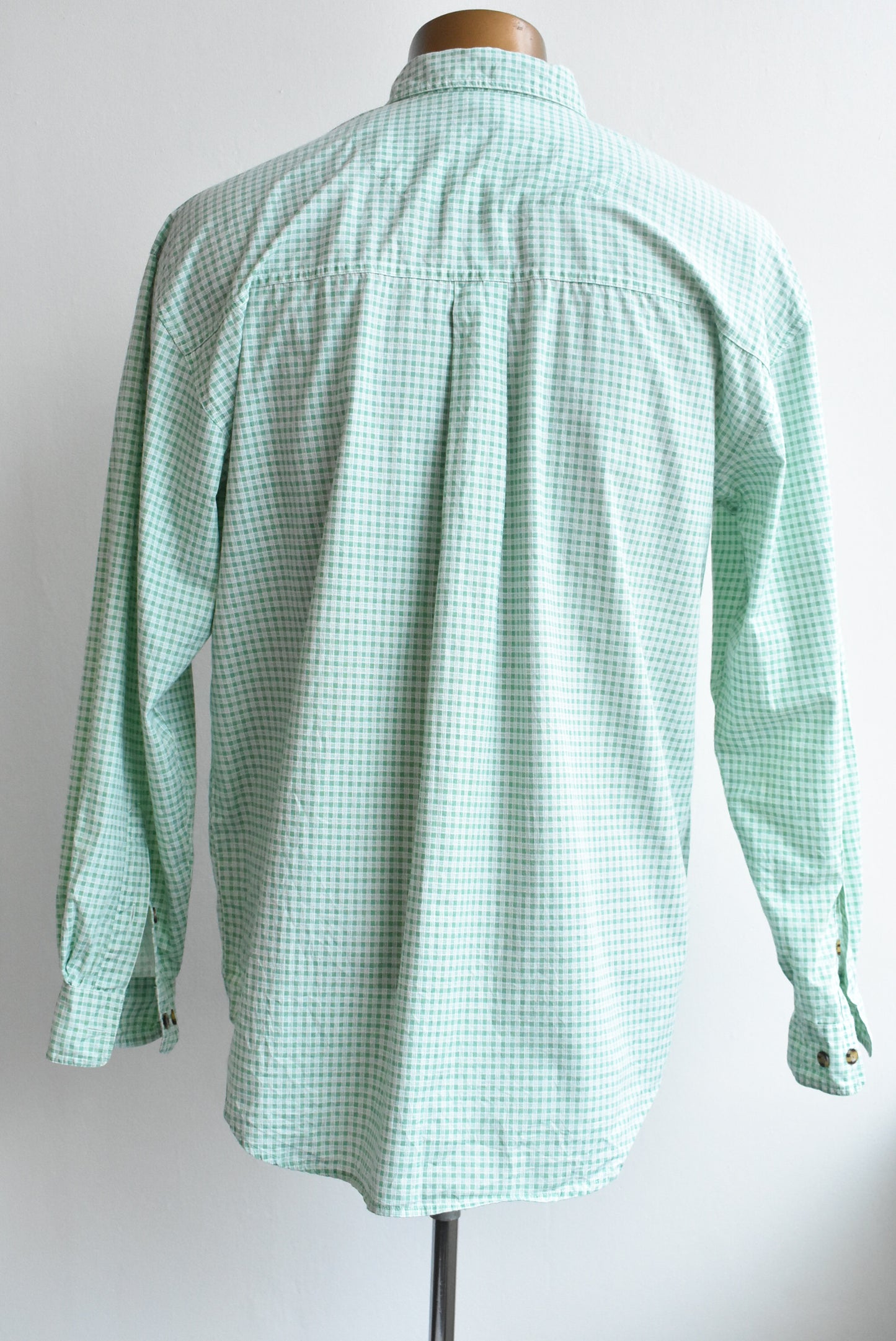 Rusty Gears green/white plaid shirt, size L