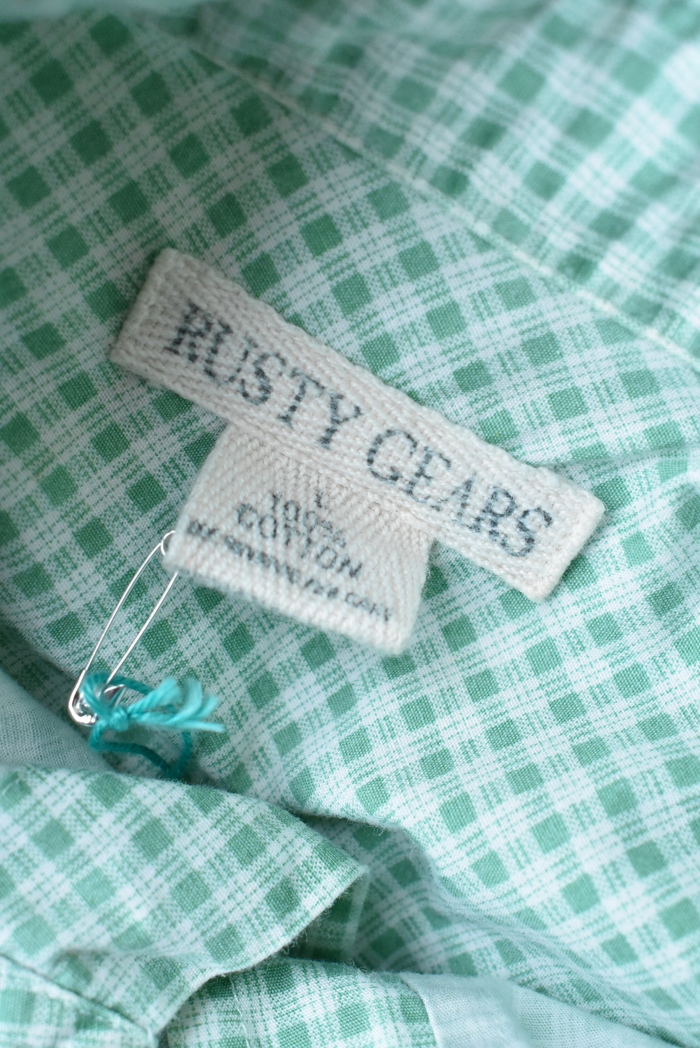 Rusty Gears green/white plaid shirt, size L