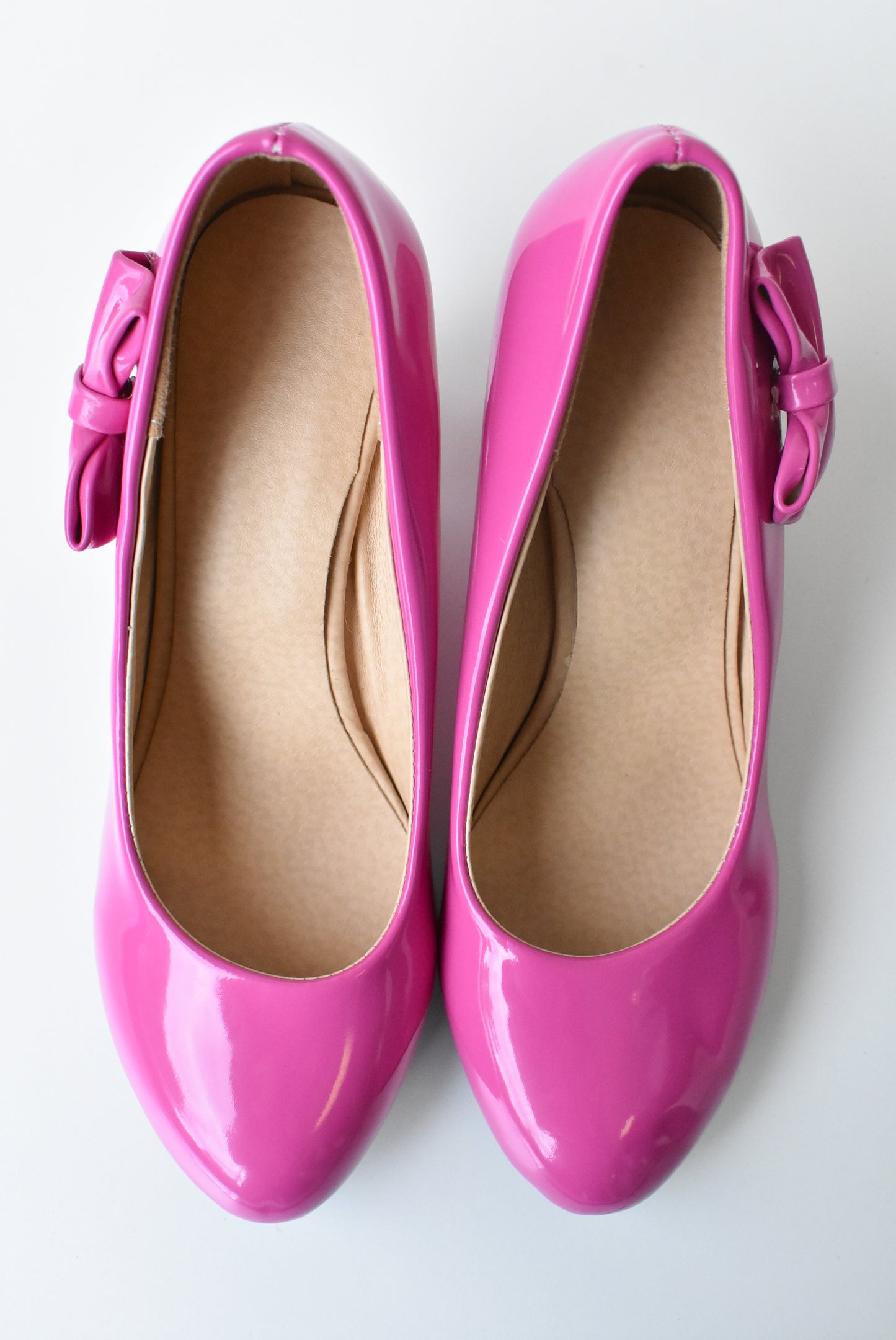 Pink heart cut out wedge heels, size 37