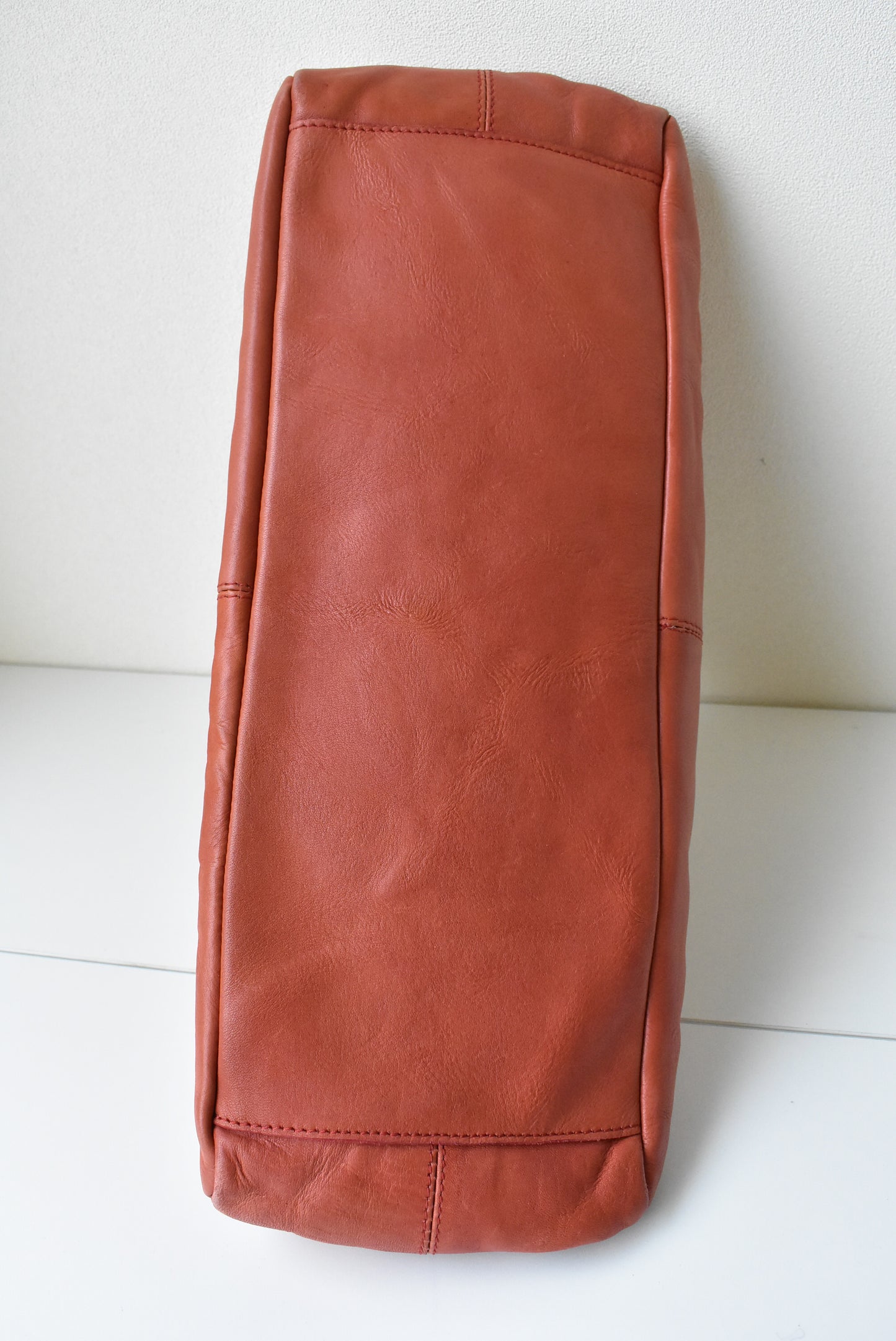 Leather orange frame bag handbag