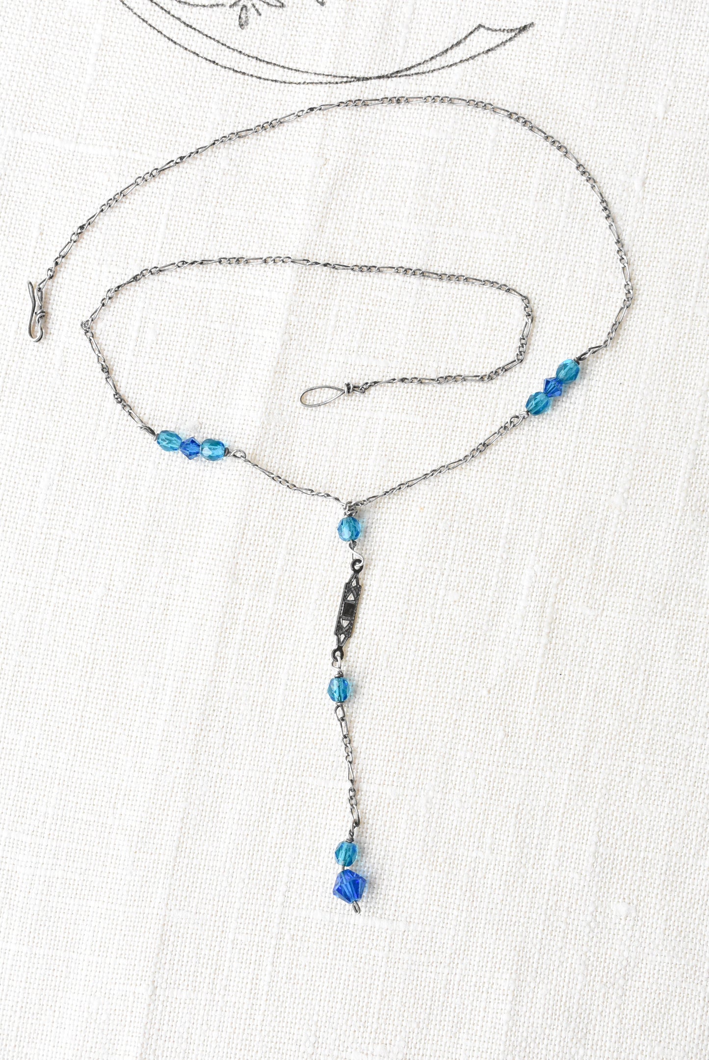 Silver blue beaded necklace