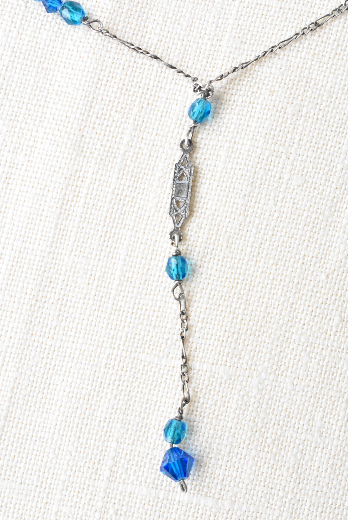 Silver blue beaded necklace