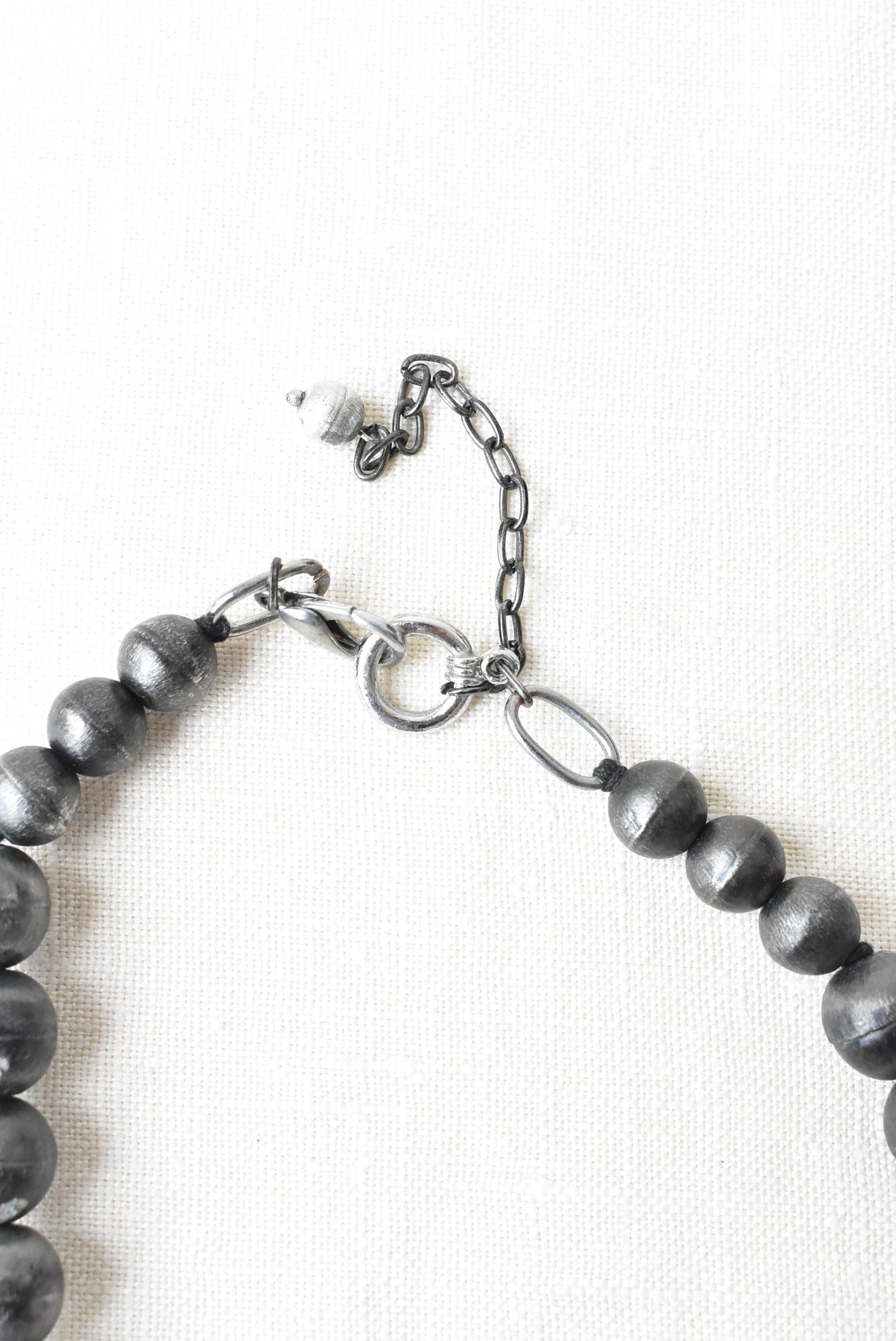 Two-tone silver wooden bead necklace