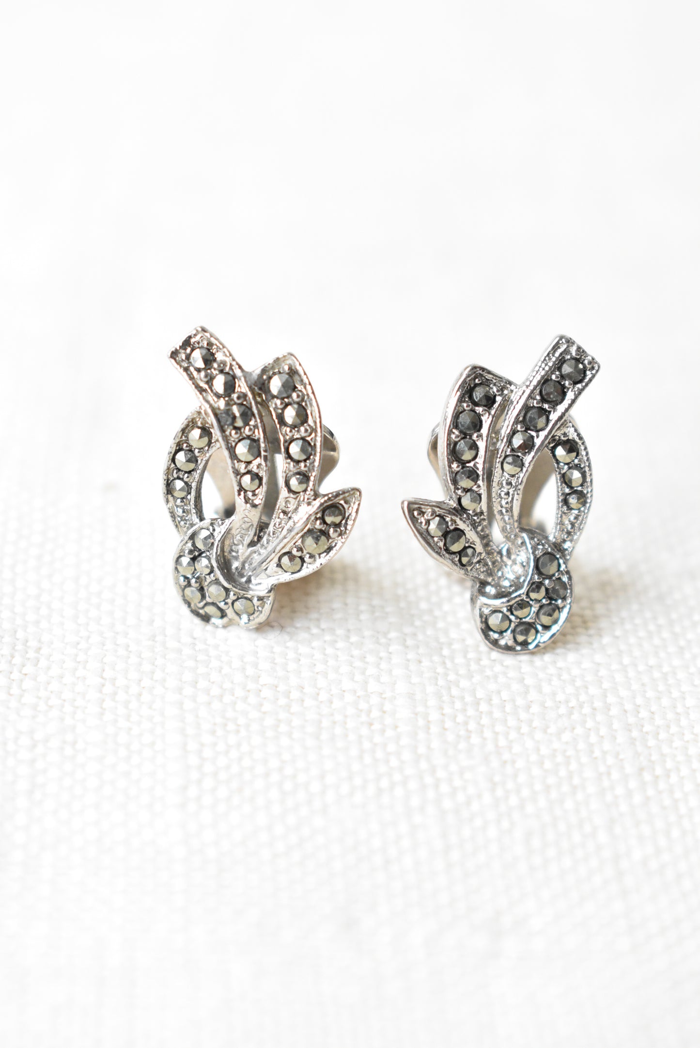 Vintage earrings marcasite clip-on