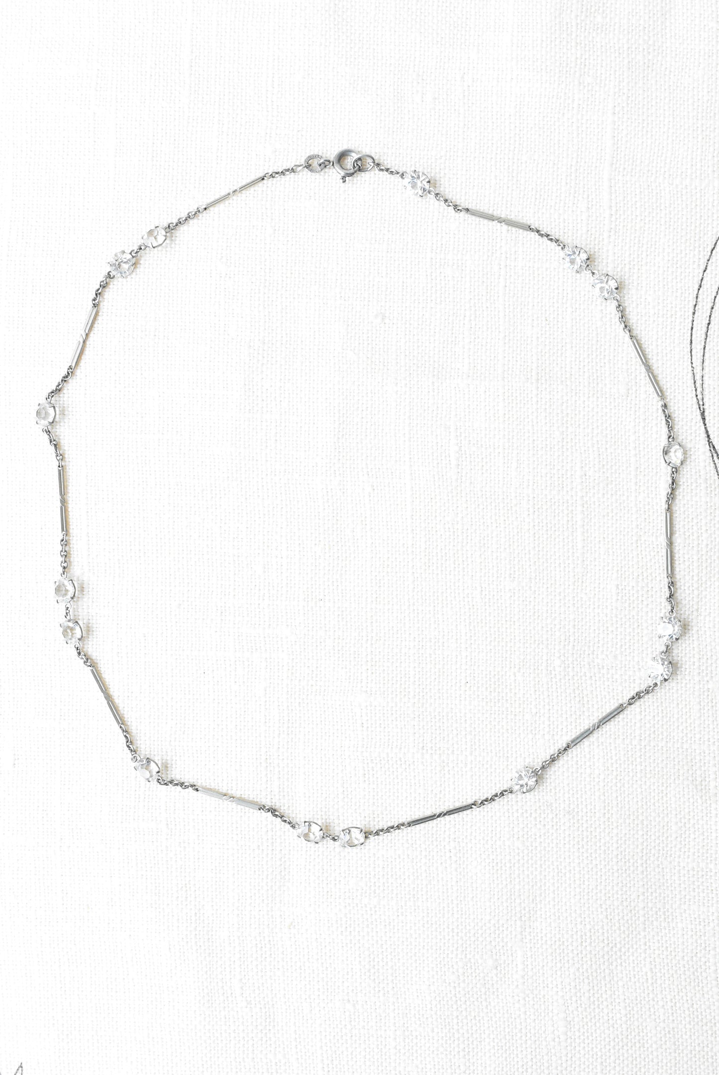 Vintage necklace silvery chain with cut glass insets