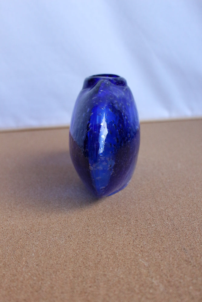 Murano blue donut hole vase, small