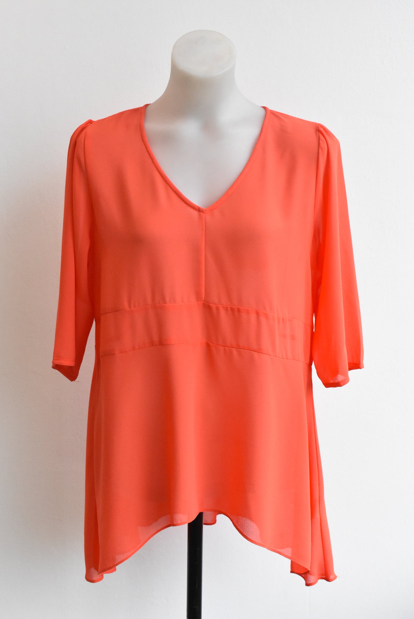 Merric red sheer hi-lo top, size S