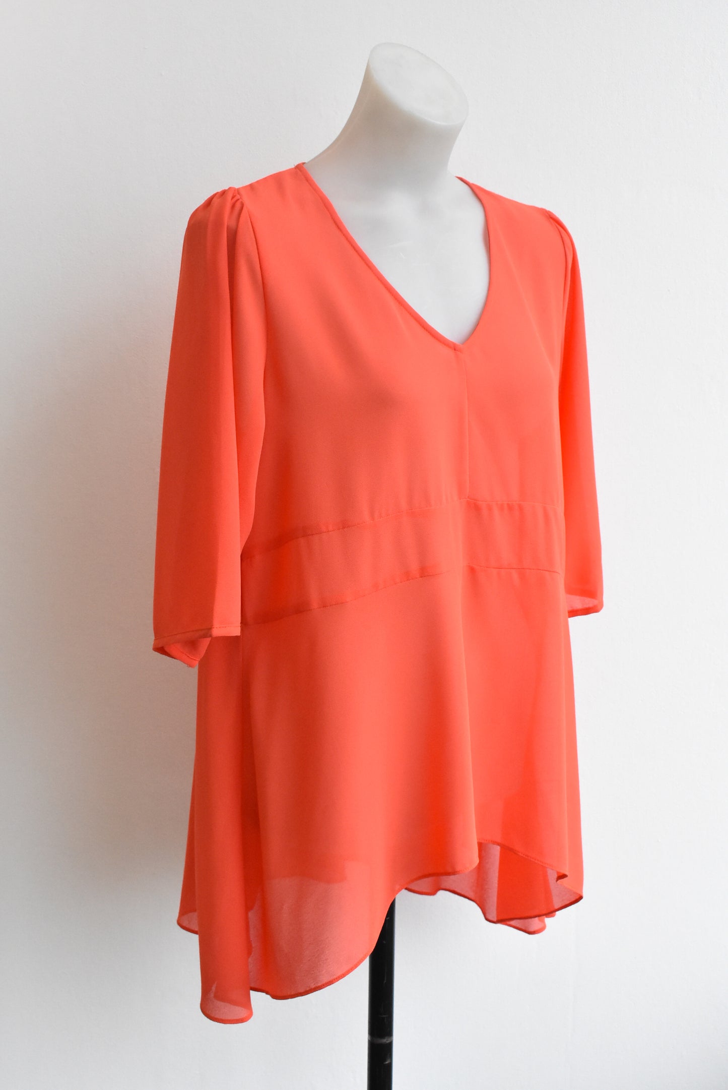 Merric red sheer hi-lo top, size S