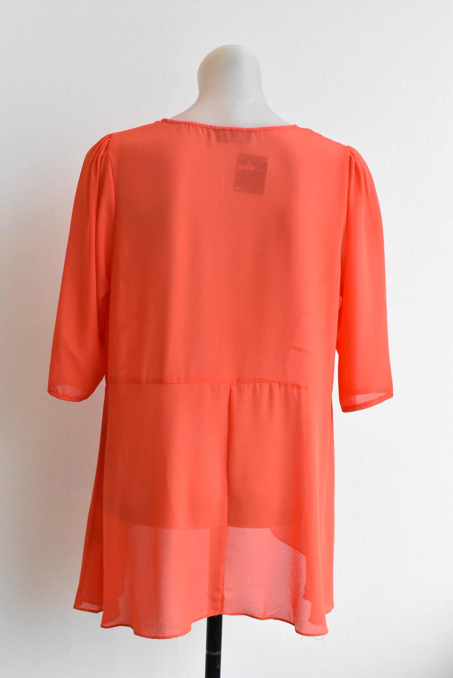 Merric red sheer hi-lo top, size S