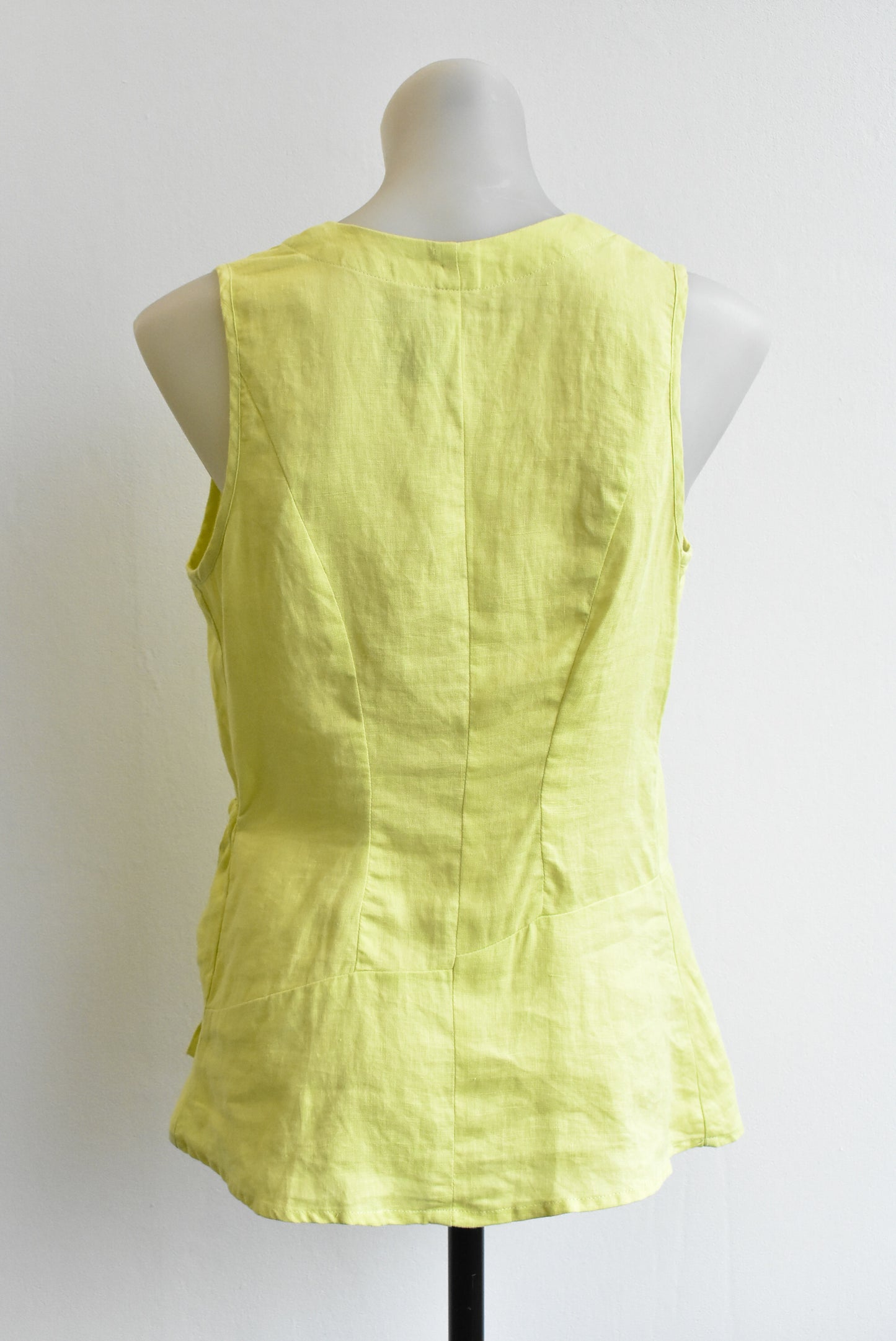 Lime green linen vest, size M