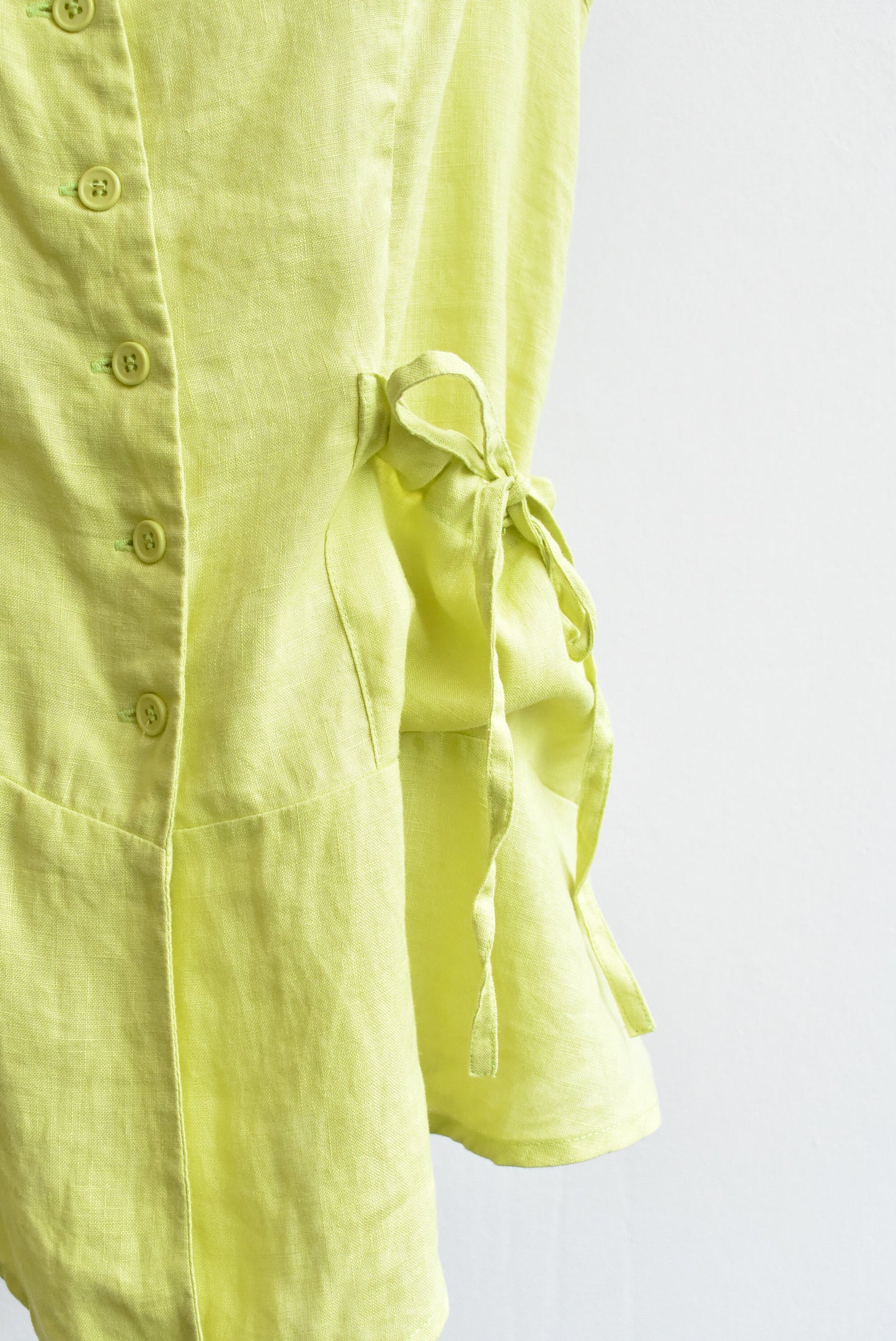 Lime green linen vest, size M