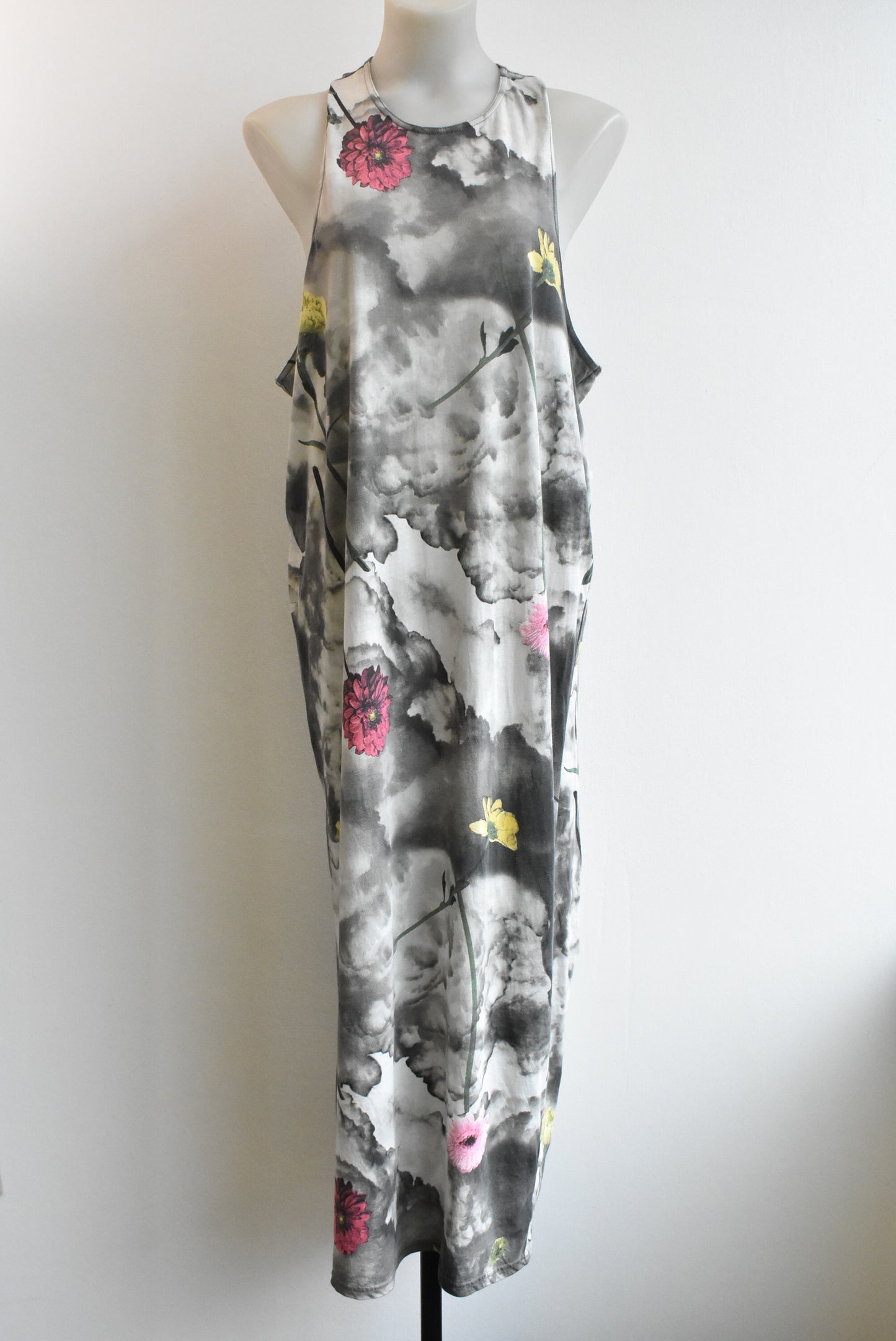Cheap Monday charcoal printed maxi dress, size extra-small