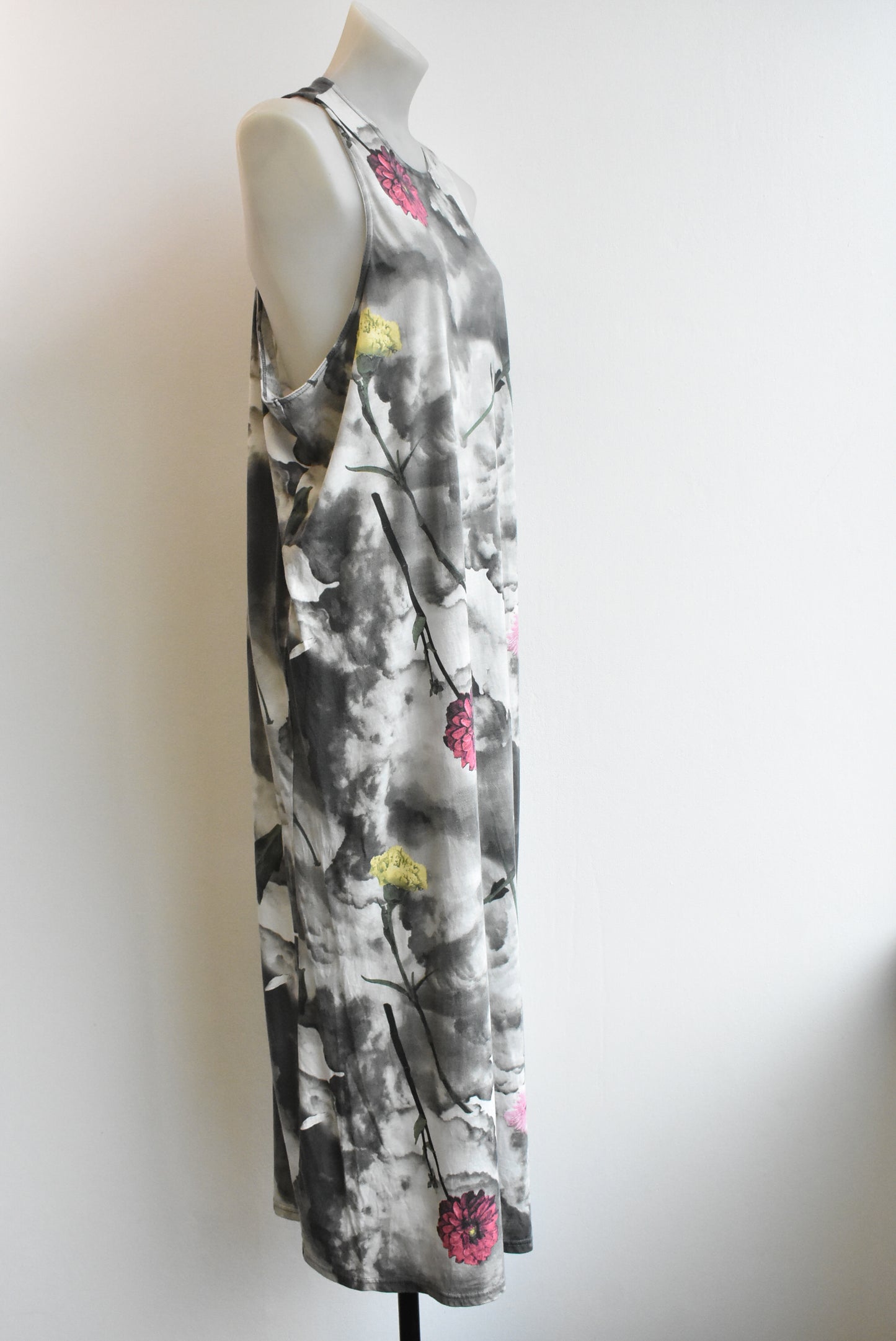 Cheap Monday charcoal printed maxi dress, size extra-small