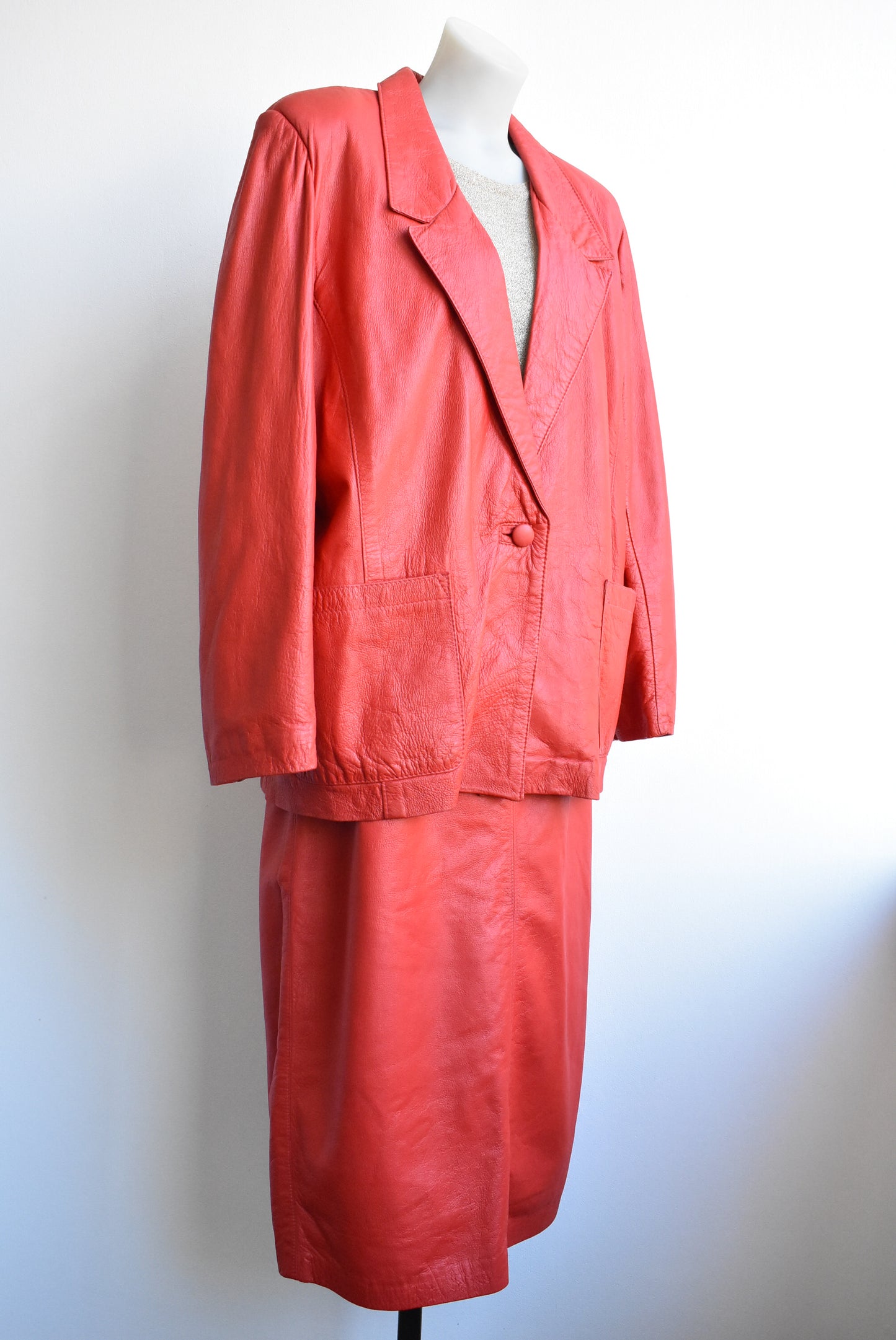 Retro Skin Deep handcrafted red leather 2 piece, NZ Made, M/L