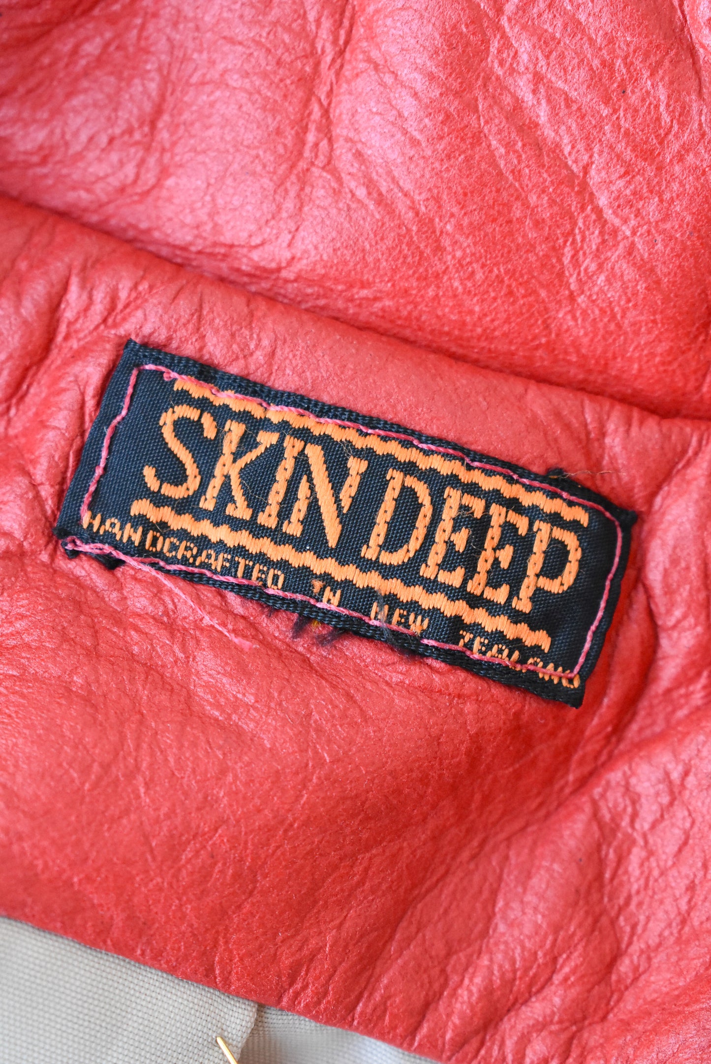 Retro Skin Deep handcrafted red leather 2 piece, NZ Made, M/L