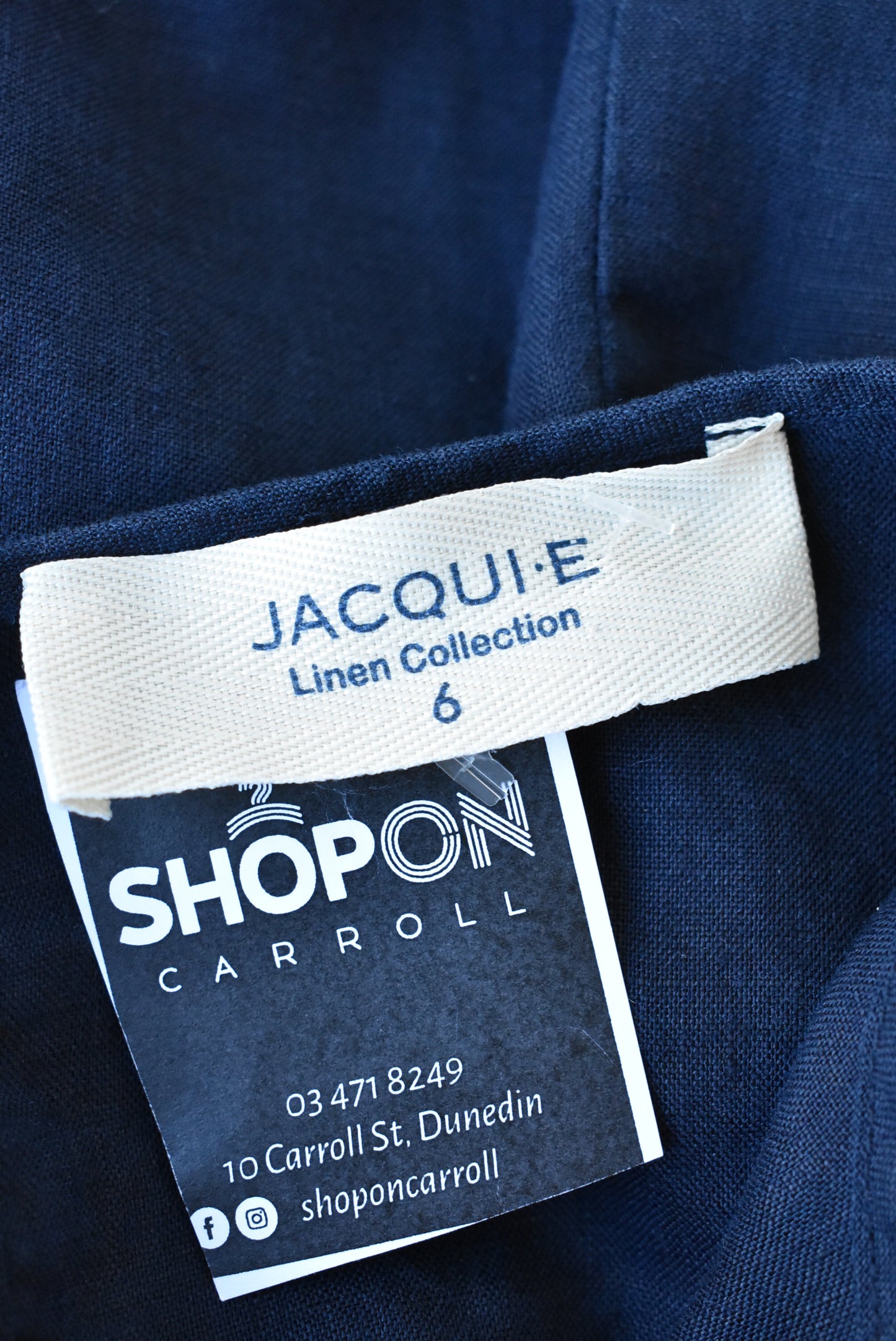 Jacqui E blue linen lace panel top, size 6